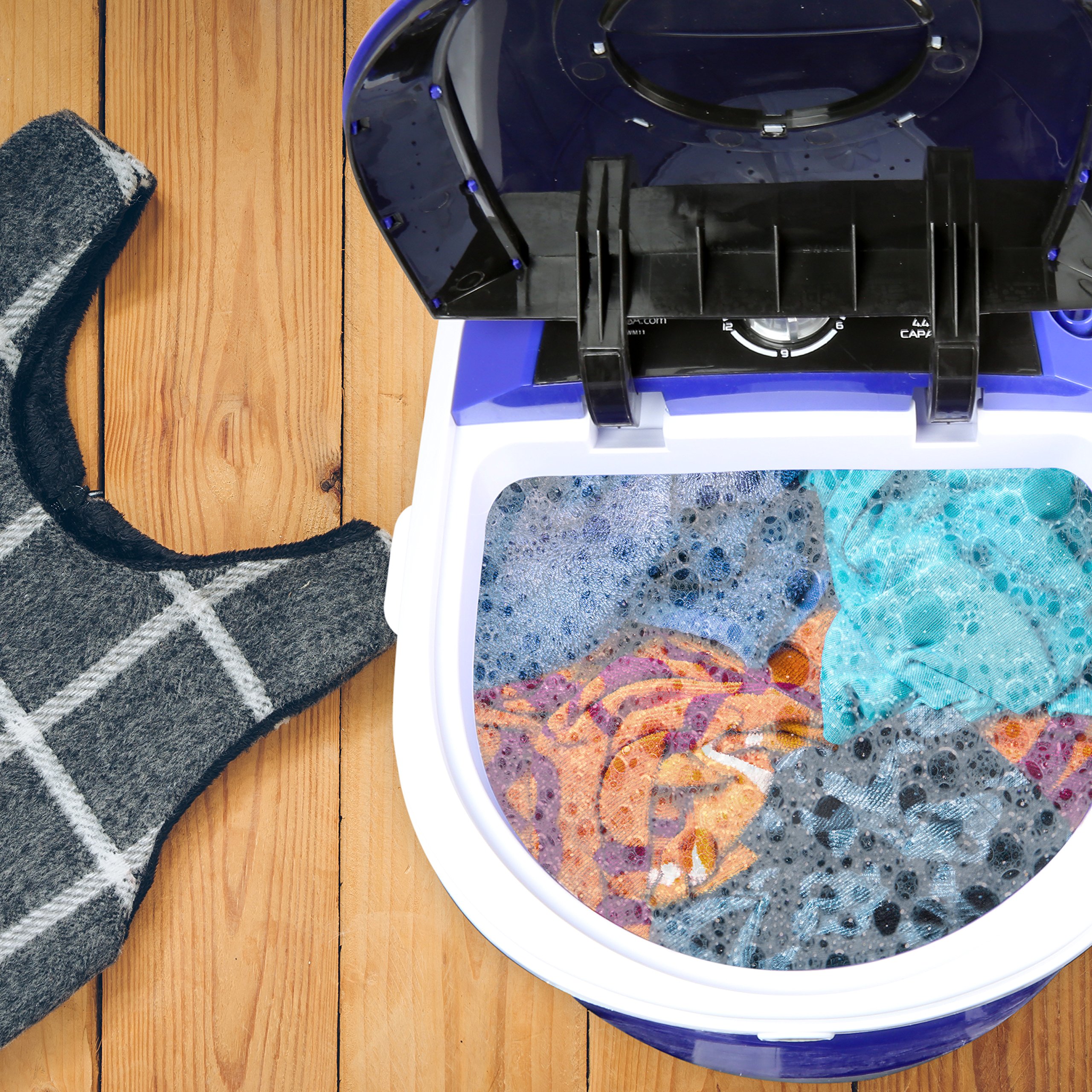Upgraded Portable Washing Machine - 4.5 Lbs Capacity Mini Washer with Top Load Design, Quiet Operation & Rotary Controls - Perfect for Apartments, Dorms, RVs & Small Spaces (110V, Translucent Tub) - Compact Laundry Solution for Travel & Tiny Homes