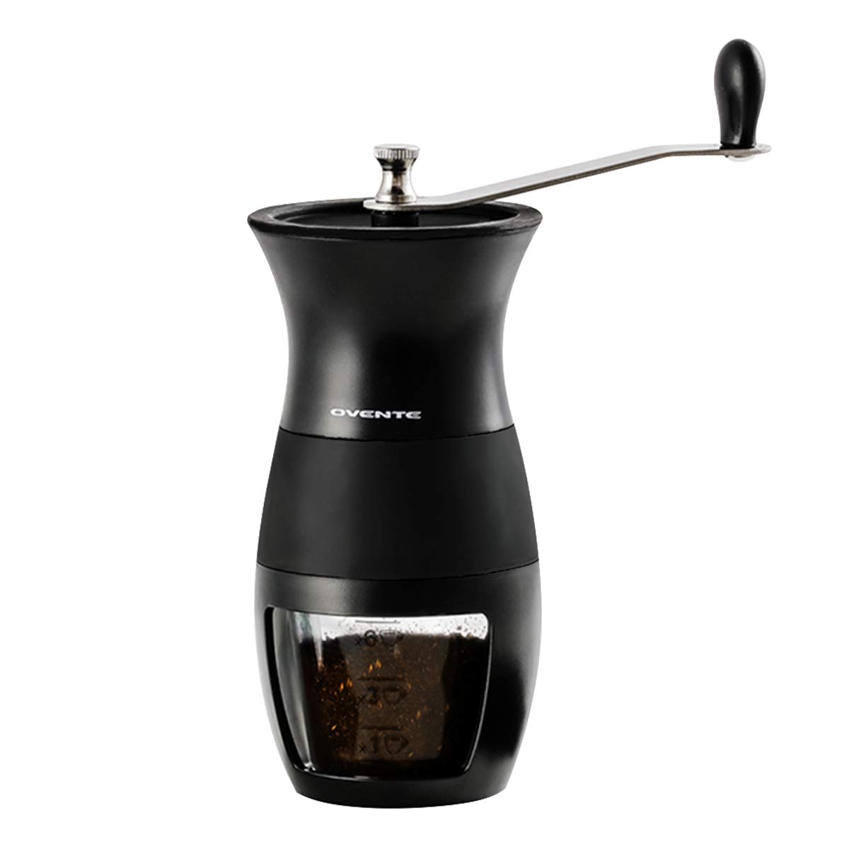 Ovente Manual Coffee Grinder with Ceramic Burr - 0.5oz Portable & Compact Hand Mill for Coffee Beans, Espresso, French Press - Perfect for Home, Kitchen, Camping & Travel - Black CGM130B