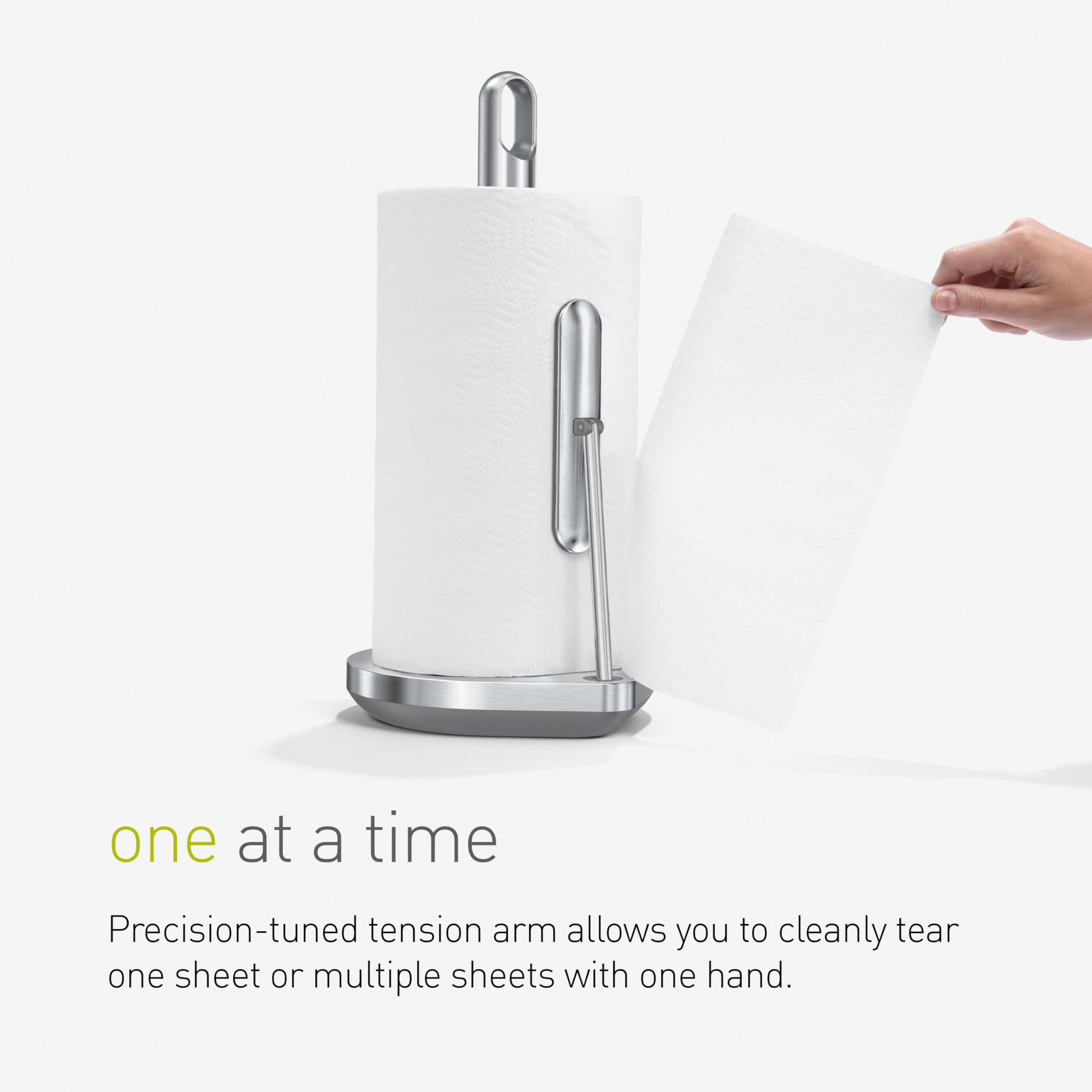 simplehuman Heavy-Duty Tension Arm Paper Towel Holder - Black Stainless Steel Countertop Kitchen Dispenser with Easy One-Handed Tear | Perfect for Kitchens, Bathrooms, Offices & RVs