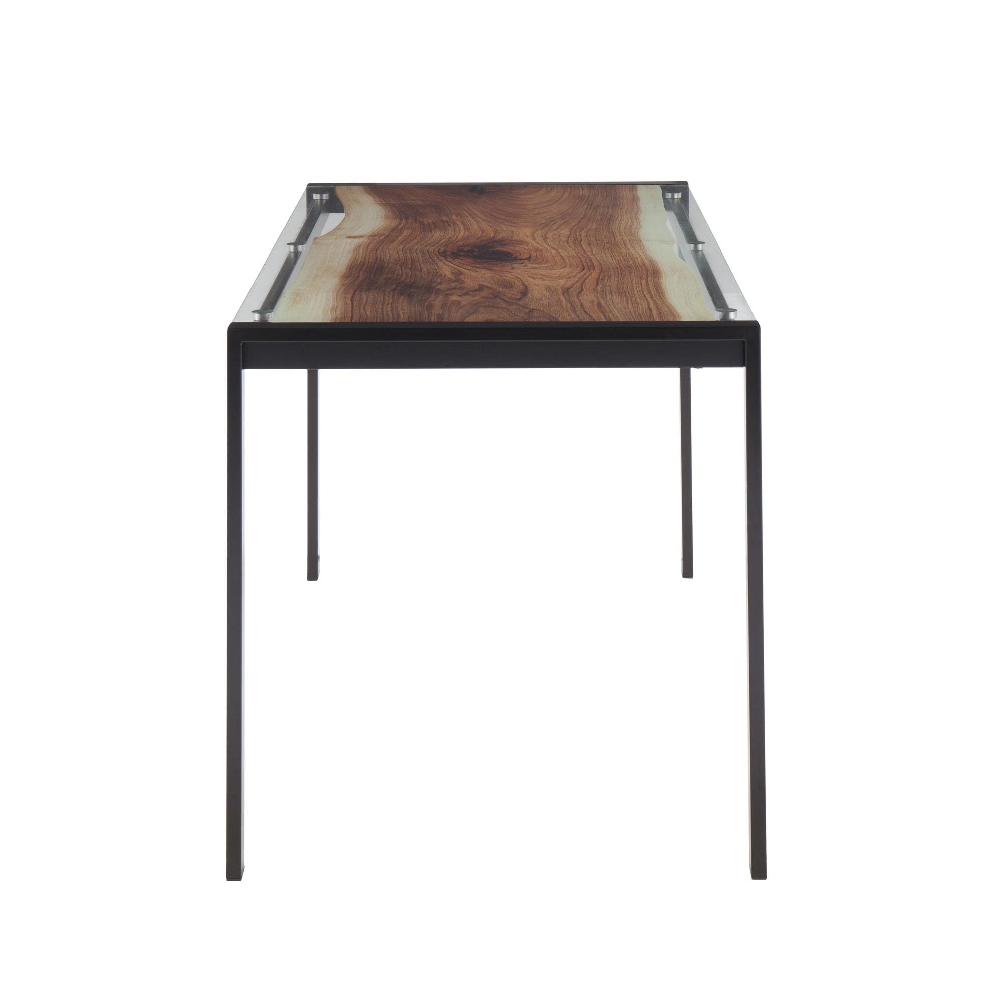 LumiSource Live Edge Dining Table - 6 Person Small Rectangle Kitchen Table for Breakfast Nook & Compact Spaces | Rustic Wooden Dinette Set for Apartments & Cozy Homes