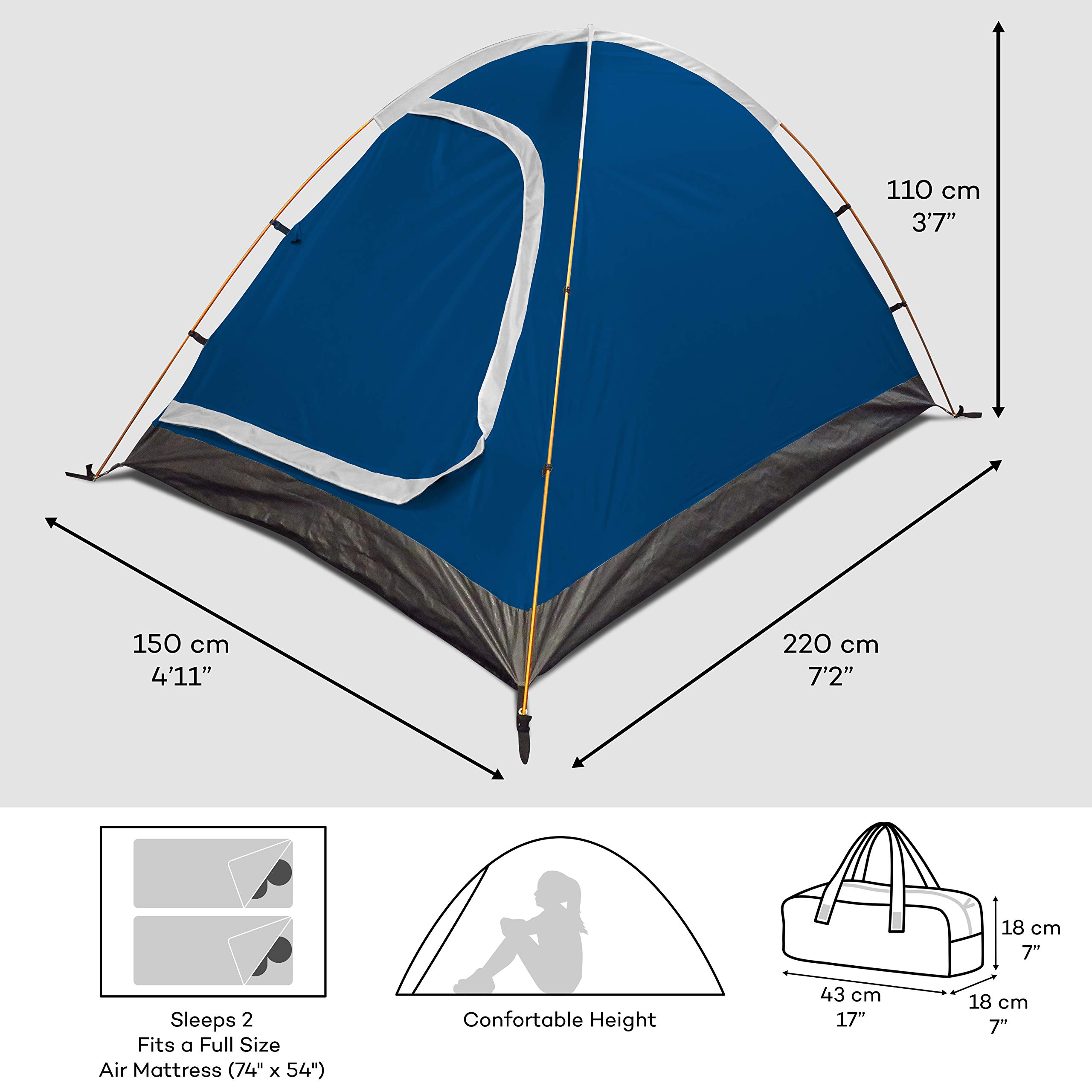 2 Person Tent - Waterproof & Windproof 4 Season Camping Tent for Backpacking, Hiking & Outdoor Adventures - Lightweight & Easy Setup - Perfect for Couples or Solo Campers - Ideal for Mountain, Forest & Beach Camping