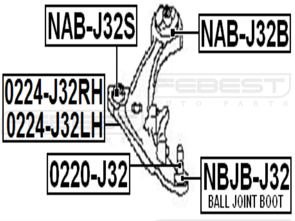 Febest 54570Jp00A Rear Arm Bushing for Nissan - High-Quality Suspension Replacement Part for Smooth Ride & Enhanced Vehicle Control - Perfect for Off-Roading, Daily Commuting & Performance Upgrades