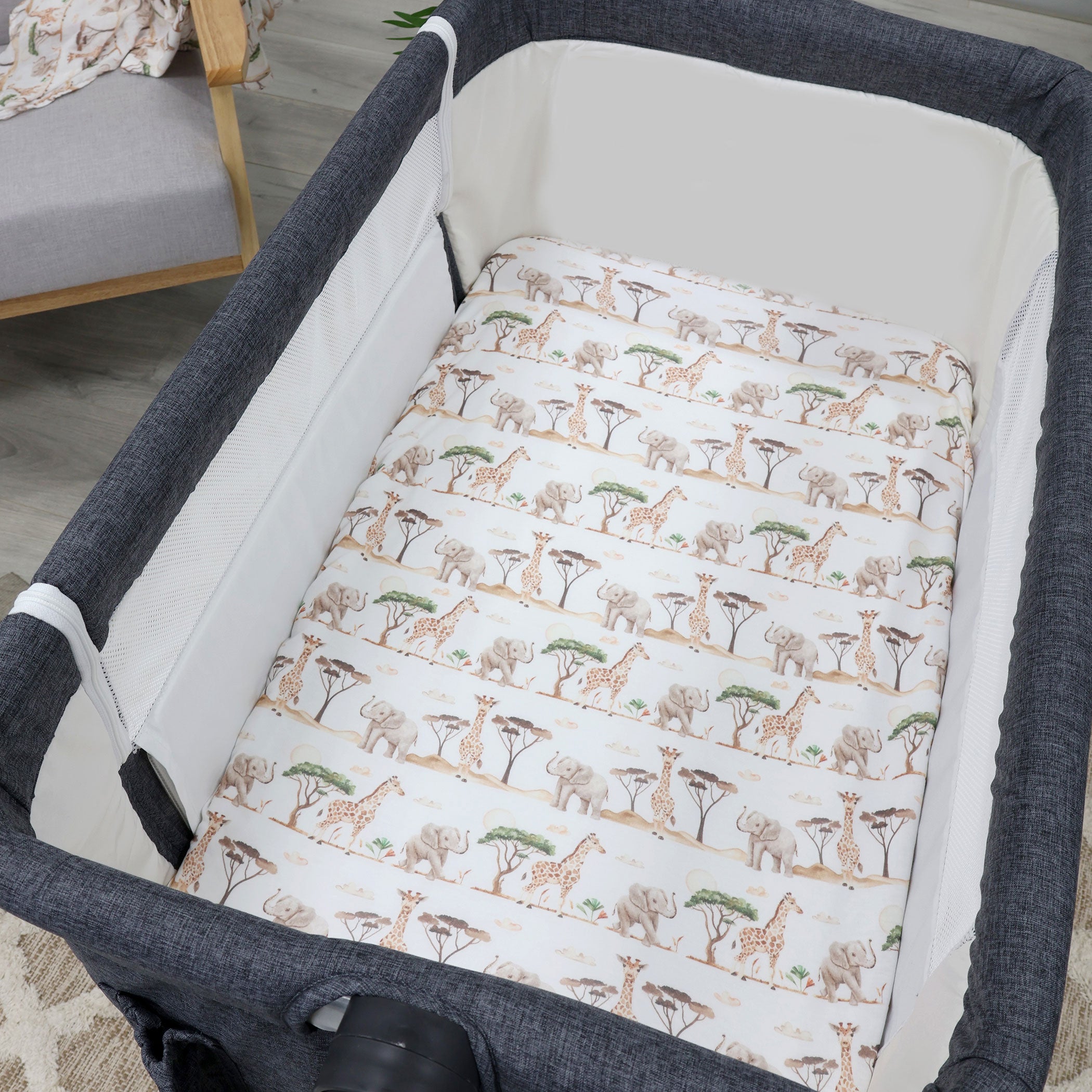 Adventure Bamboo 2-Pack Jersey Crib & Bedside Sleeper Fitted Sheets - Soft Breathable Baby Crib Sheets for Nursery, Co-Sleeping & Travel
