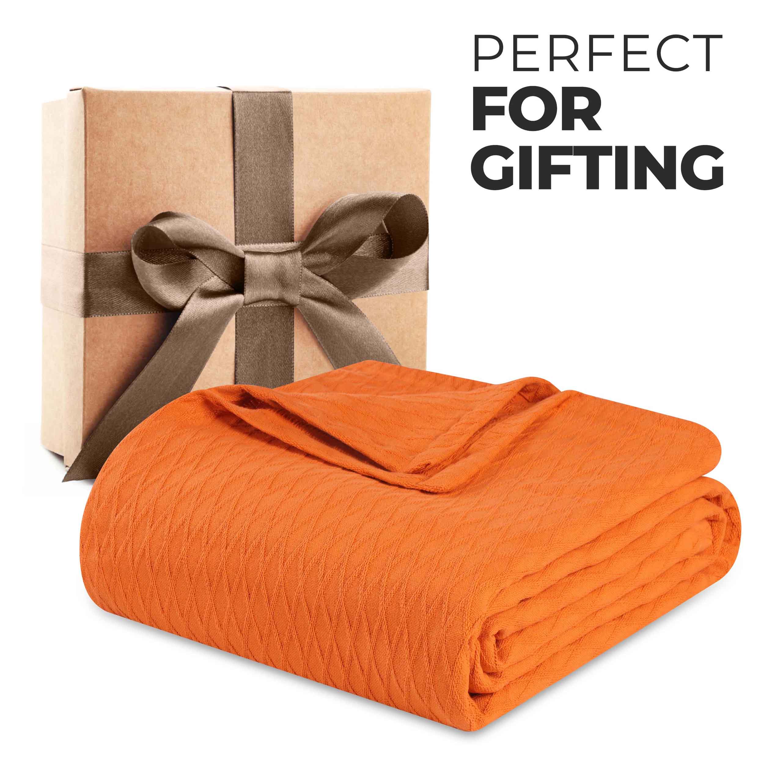 Premium Cotton All-Season Diamond Pattern Bed Blanket & Sofa Throw - Soft Cozy Blanket for Bedroom, Living Room, Travel and Gift Giving