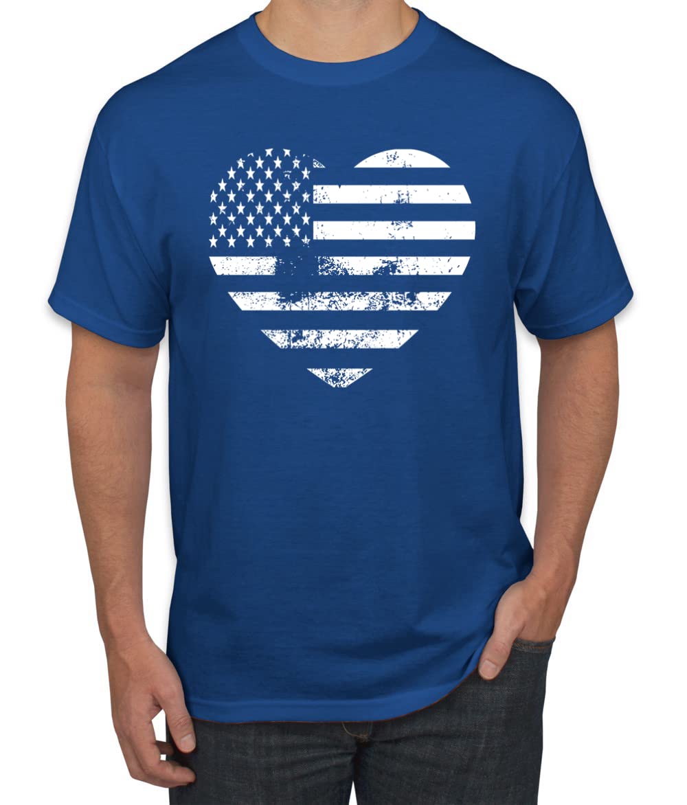 Wild Bobby USA Flag Heart Patriotic Men's Graphic T-Shirt - American Pride Tee for 4th of July, Veterans Day & Casual Wear