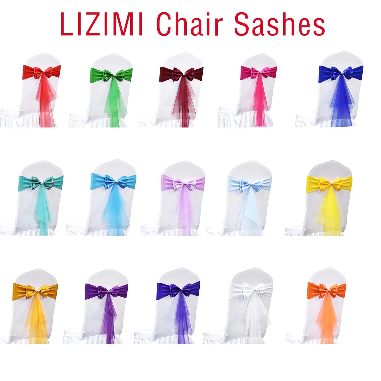 Stretch Spandex Chair Sashes - 100 Pcs Red Polyester Chair Ribbons & Bows for Wedding, Banquet, Party & Hotel Decorations - Perfect for Table Setting, Chair Back Decor, and Event Styling