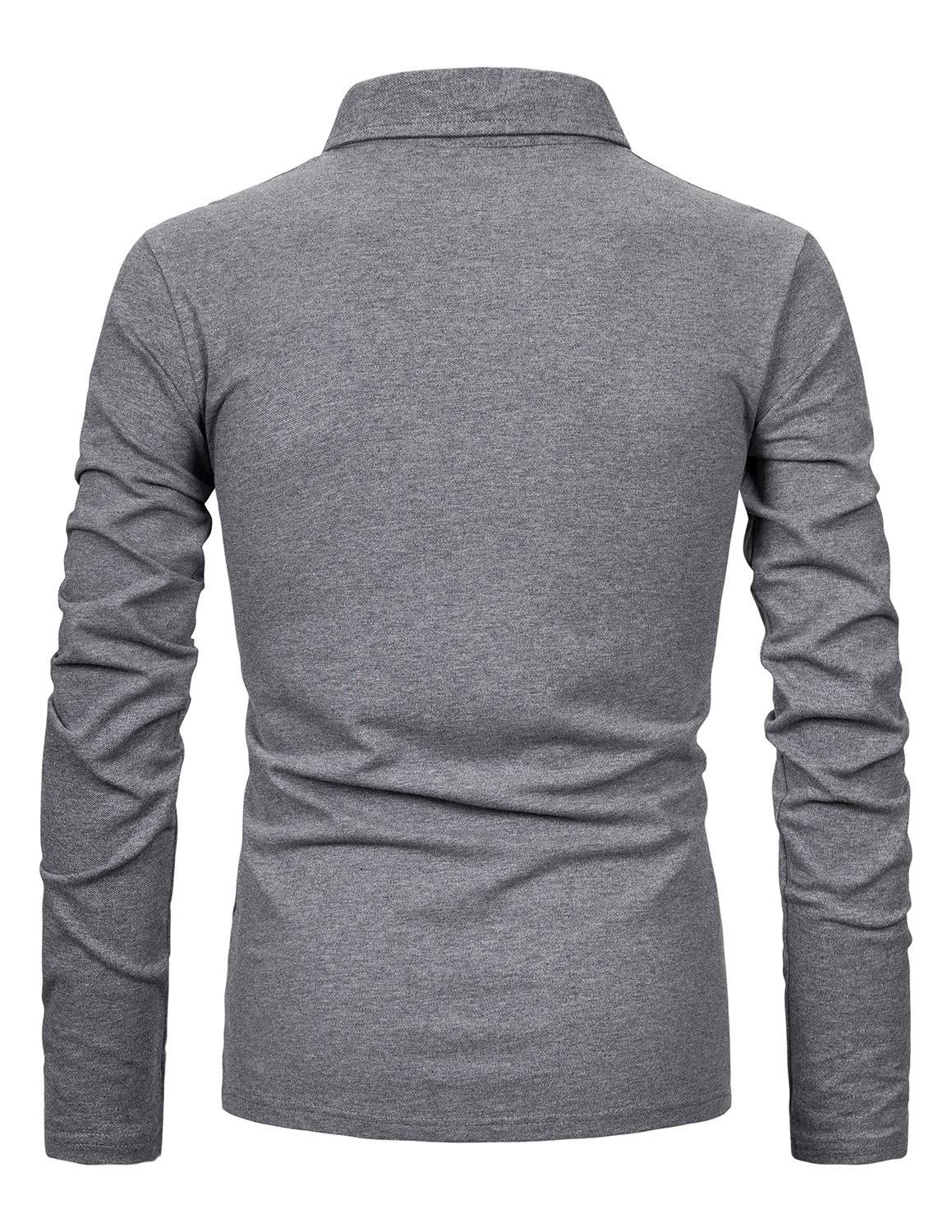 YCUEUST Men's Long Sleeve Polo Shirt - Plaid Collar Cotton Casual T-Shirt for Business, Work & Outdoor Activities | Comfortable & Stylish Office Wear