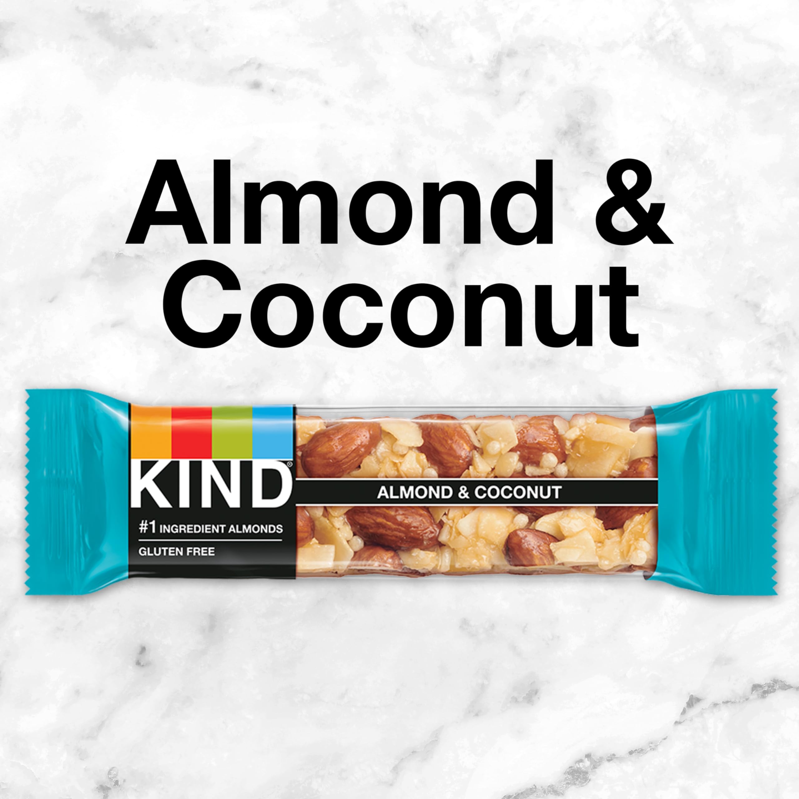 KIND Almond & Coconut Healthy Snack Bars - Gluten Free, Non-GMO, 12 Count - Perfect for On-the-Go Breakfast, Office Snacks & Post-Workout Energy Boost