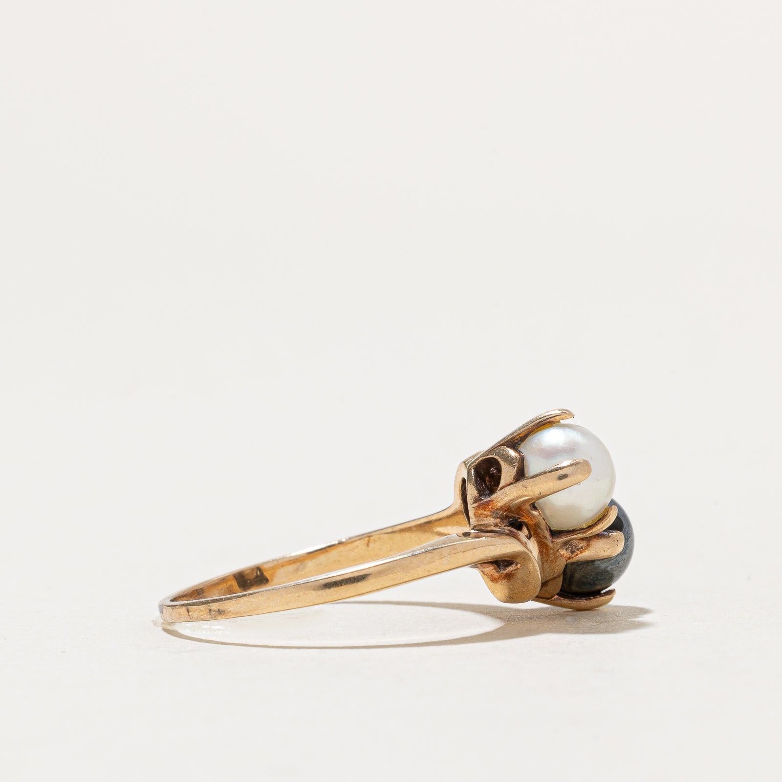 Toi et Moi Pearl Bypass Ring - Size 6 | Elegant Stackable Ring for Women, Perfect for Engagement, Anniversary & Everyday Wear