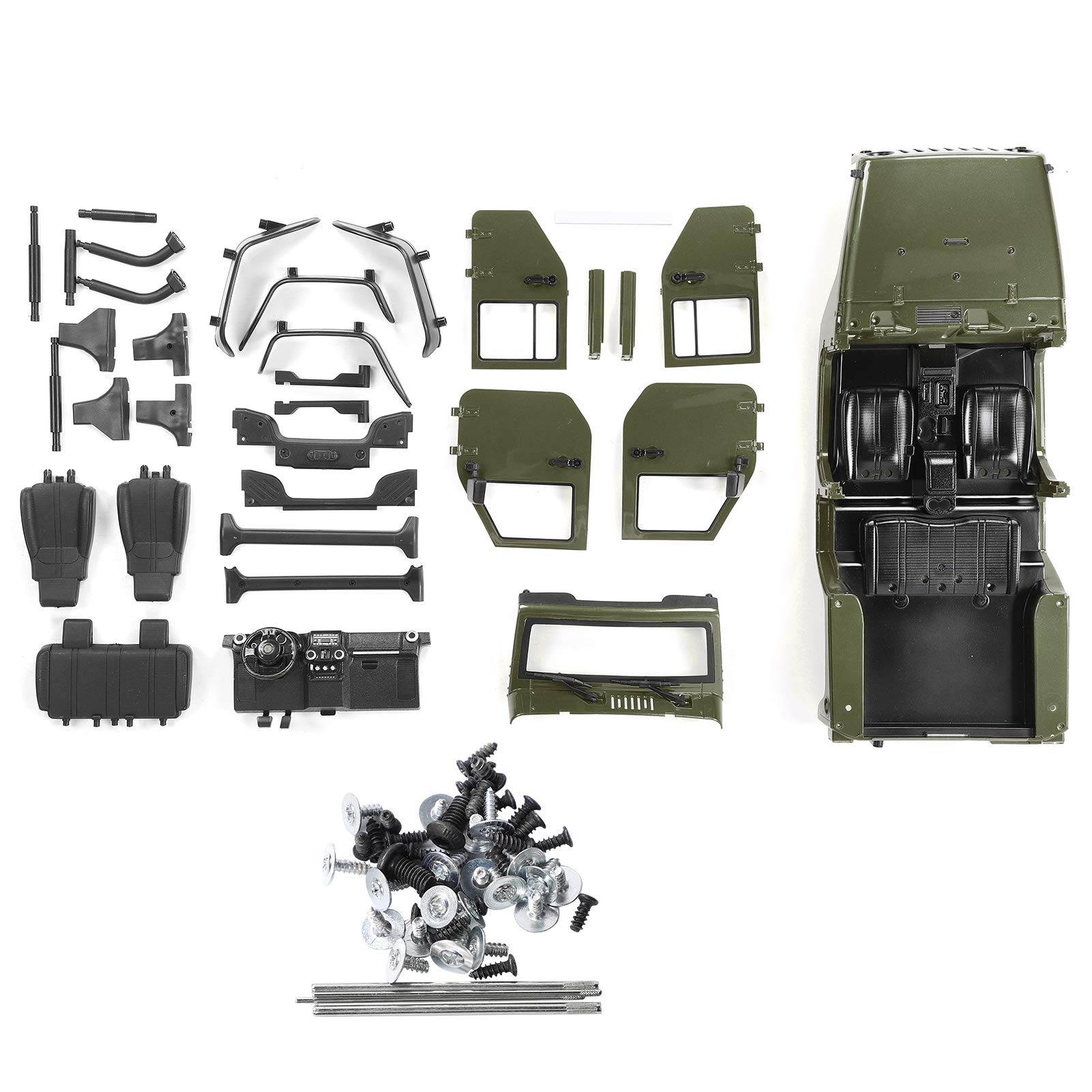 Open RC Car Body Shell - 313mm Wheelbase, ABS Material for RC Toy & Model Cars (OD Green) | Perfect for Off-Road Racing & Custom RC Builds