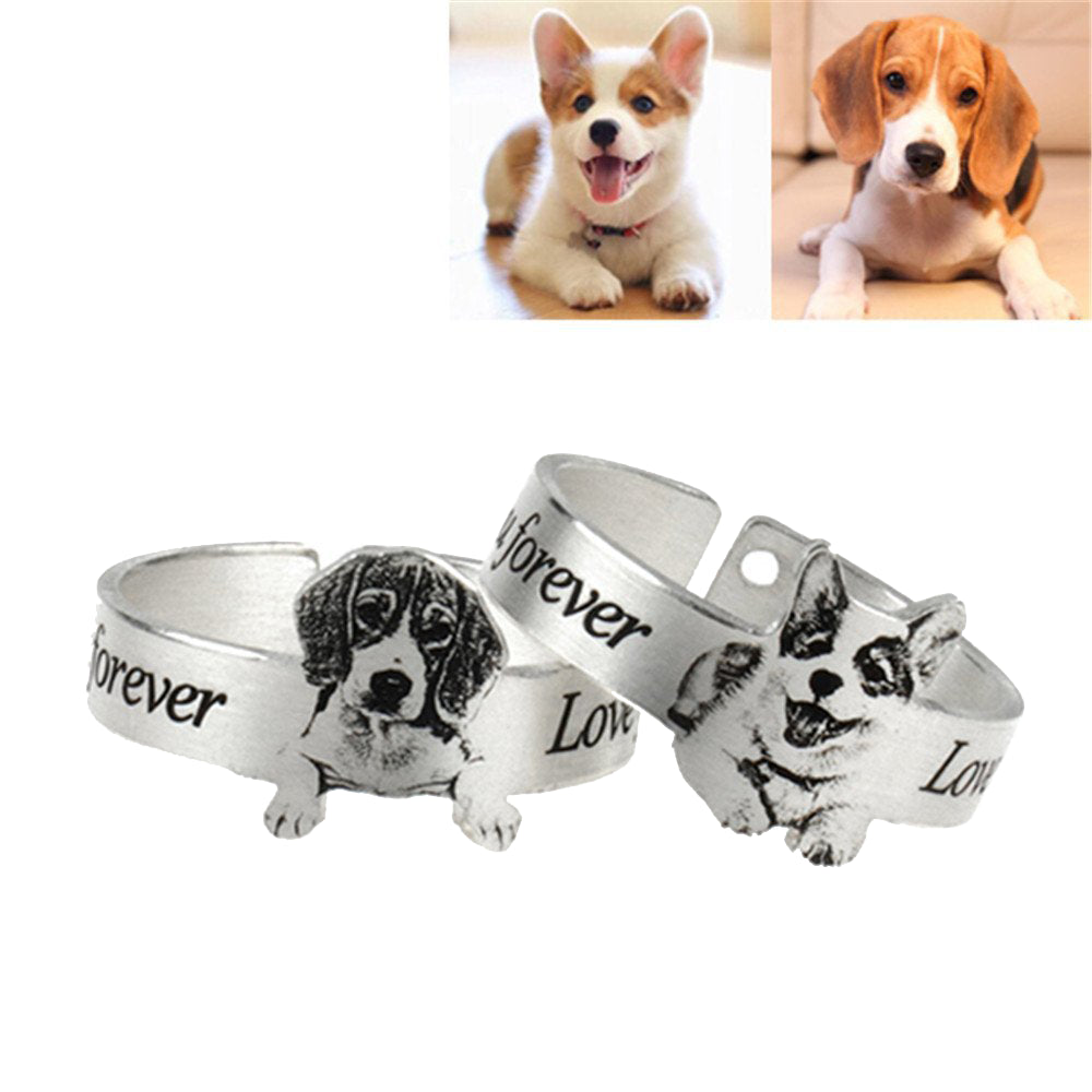 Custom Engraved Pet Photo Ring - 3 Color Choices for Personalized Jewelry - Perfect Gift for Pet Lovers, Anniversary & Memorial Keepsake