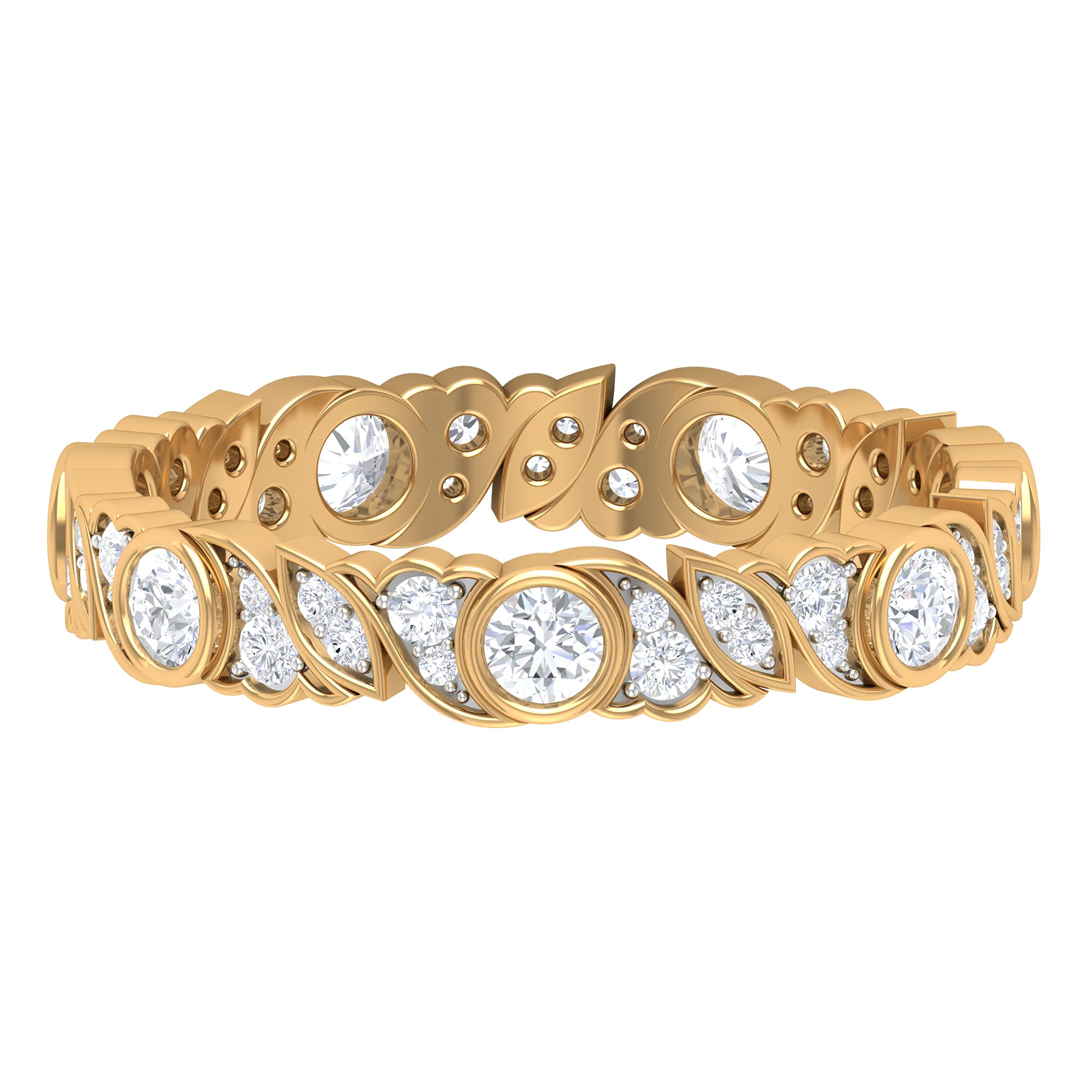 1 CT Diamond Eternity Gold Ring - 14K Solid Gold Full Eternity Band with Nature Inspired Design for Women | Perfect for Anniversaries, Weddings & Special Occasions