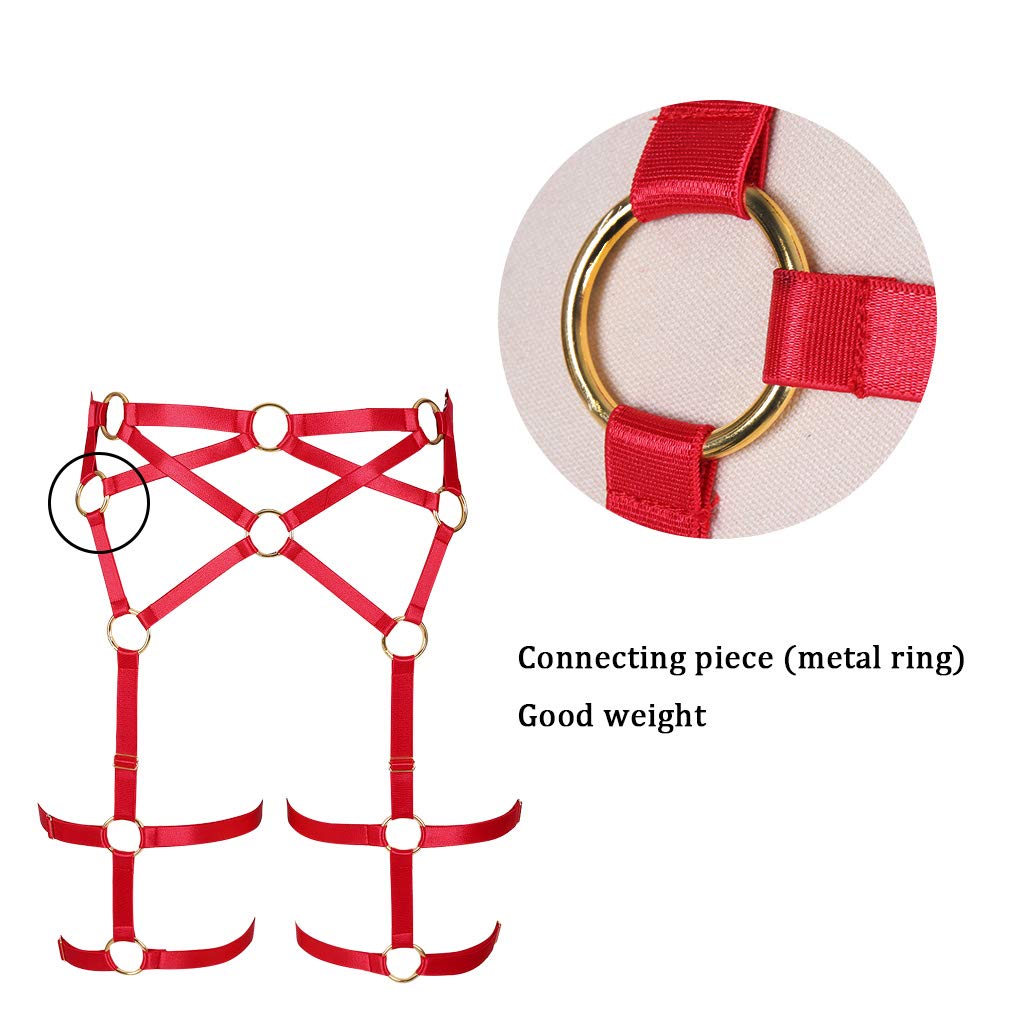 Sexy Punk Harness Garter Belt for Women - Adjustable Waist & Thigh Straps - Gothic Lingerie Stockings for Burlesque, Cosplay & Night Out