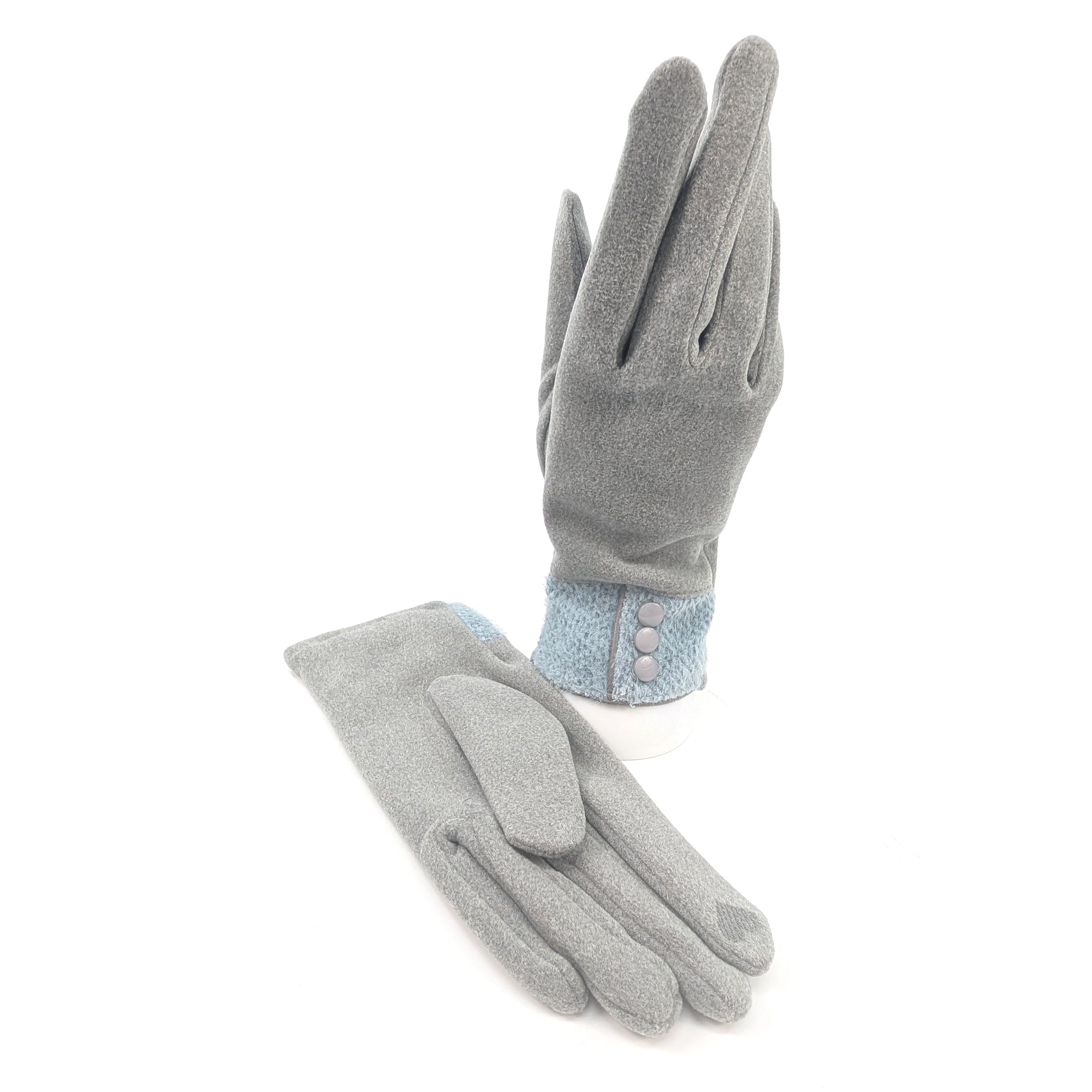 Vintage 3-Button Gloves for Women - Sky Blue Winter Gloves | Elegant & Warm Fashion Accessory for Cold Weather, Outdoor Activities, and Formal Events