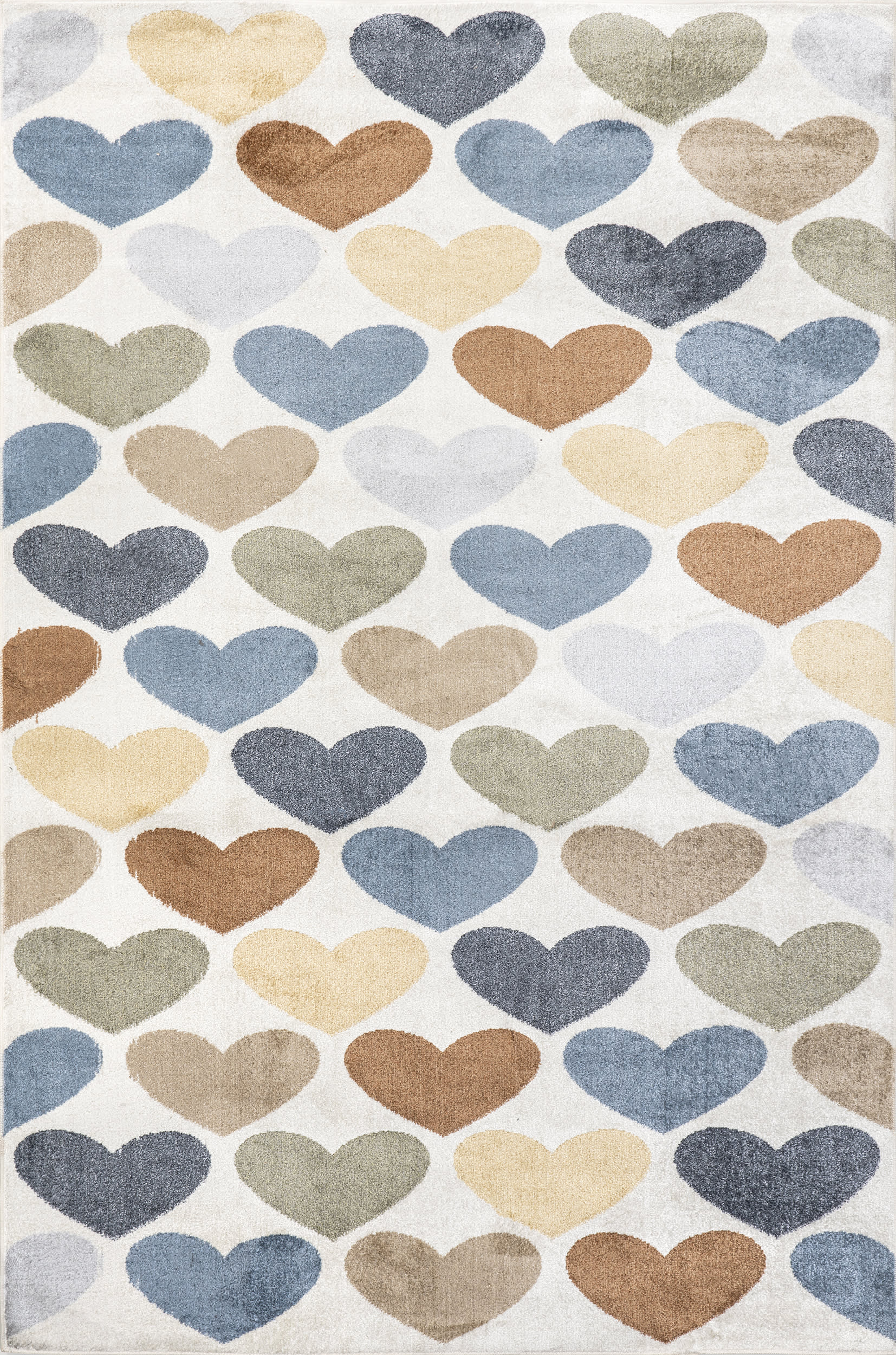 Aza Colorful Hearts Washable Rug - Soft Non-Slip Area Rug for Kids Room, Nursery, Playroom - Multicolor Bohemian Decor for Bedroom & Living Room