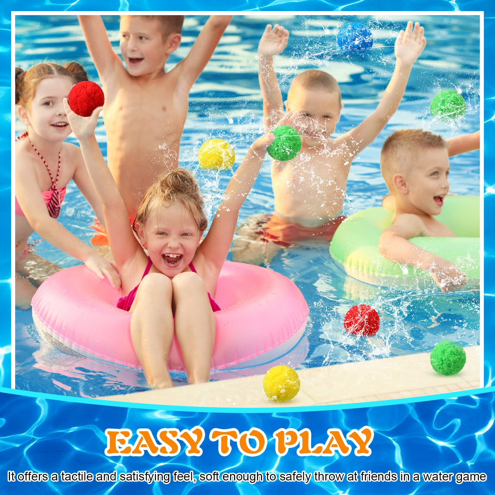 40 Pack Extra Large 3.94 Inch Reusable Water Balls - Soft Splash Balls for Outdoor Water Games, Pool Party Toys for Adults & Kids - Perfect for Summer Water Fights, Backyard Fun, Beach Activities and Poolside Entertainment