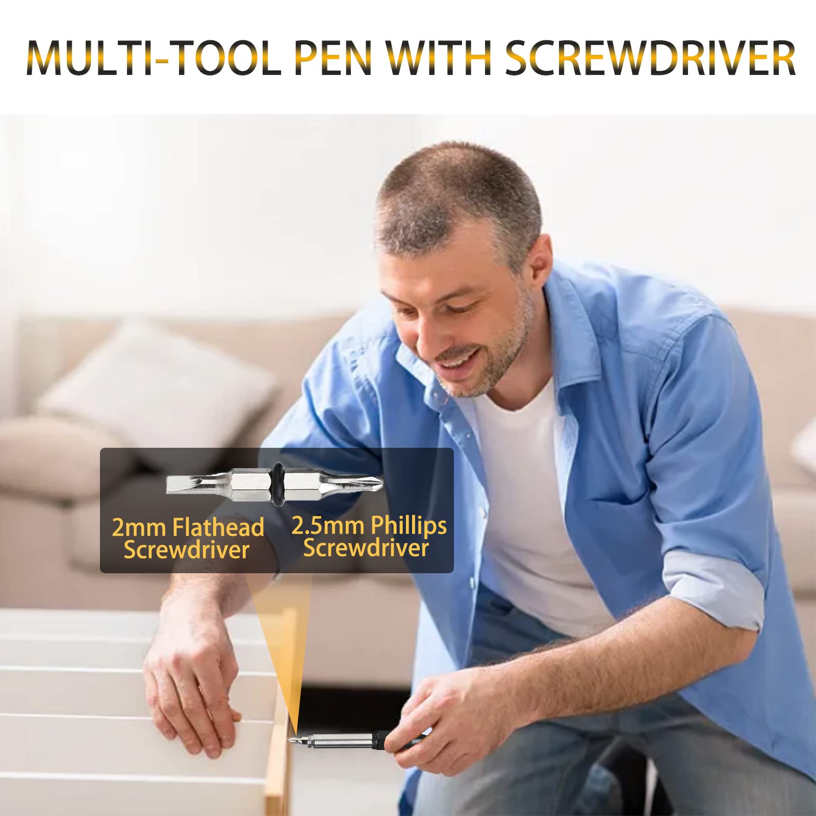 12-in-1 Multitool Pen with Stress Relief Feature - Perfect Father's Day, Birthday & Christmas Gift for Men (Dad, Husband, Grandpa) - Unique Gadget Tool for Everyday Carry, Office Use & Outdoor Activities