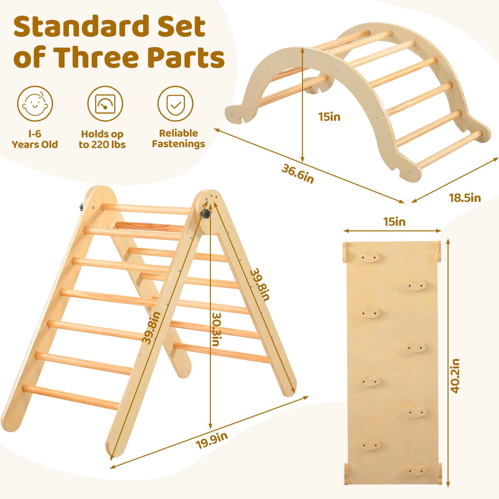 7 in 1 Wooden Pikler Triangle Set for Toddlers - Montessori Foldable Climbing Toys with Arch, Ramp & Triangle | Indoor/Outdoor Play Equipment for Kids' Early Learning & Physical Development | Perfect for Home Playroom, Daycare or Backyard Activities