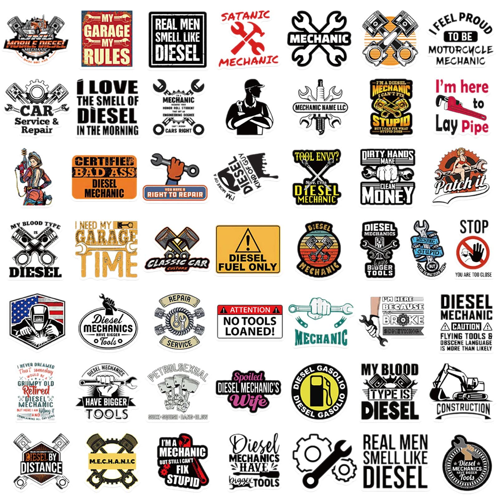 Cartoon Mechanic Stickers - Waterproof DIY Decals for Luggage & Notebooks - Tech Lovers Gift
