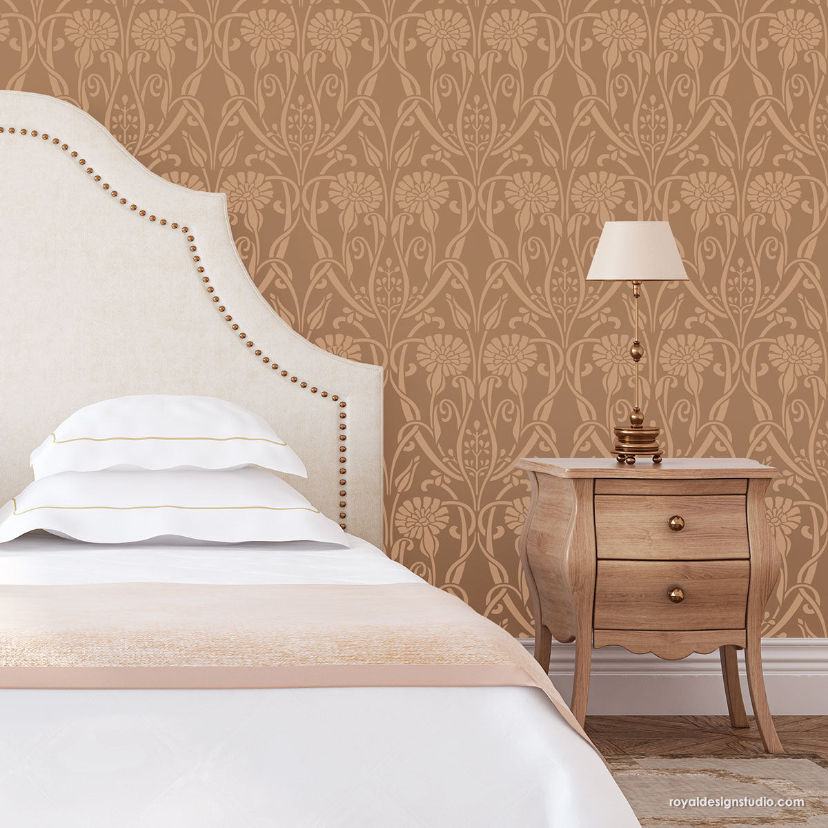 Ophelia Nouveau Floral Stencil - Decorative Wall Art Stencils for DIY Painting, Home Decor, and Craft Projects | Perfect for Bedroom, Living Room, and Wedding Decorations
