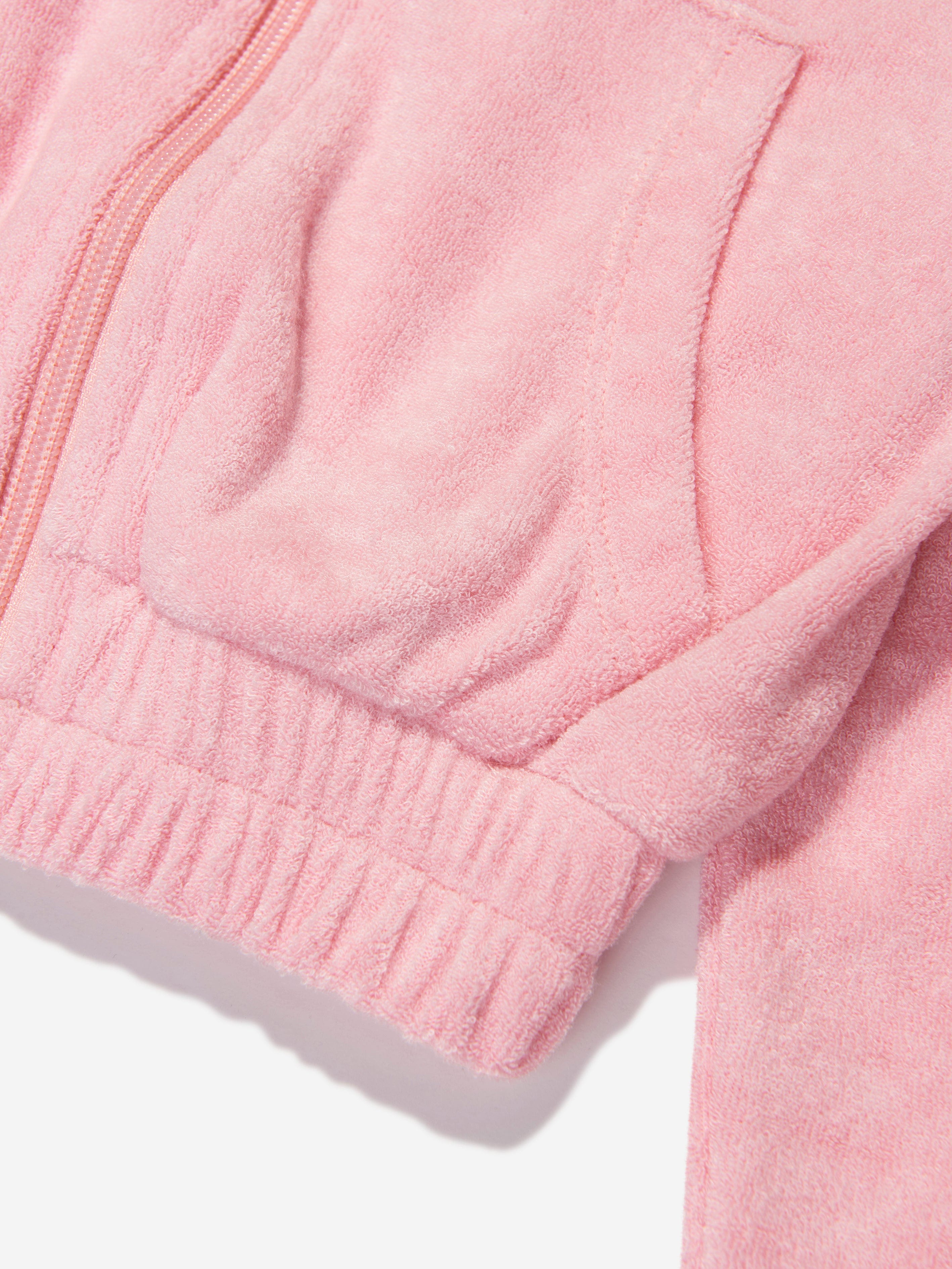 AY by AYLA Girls' Pink Toweling Hoodie - Soft & Cozy Pullover for Kids, Perfect for Playdates, Lounging & After-Swim Warmth