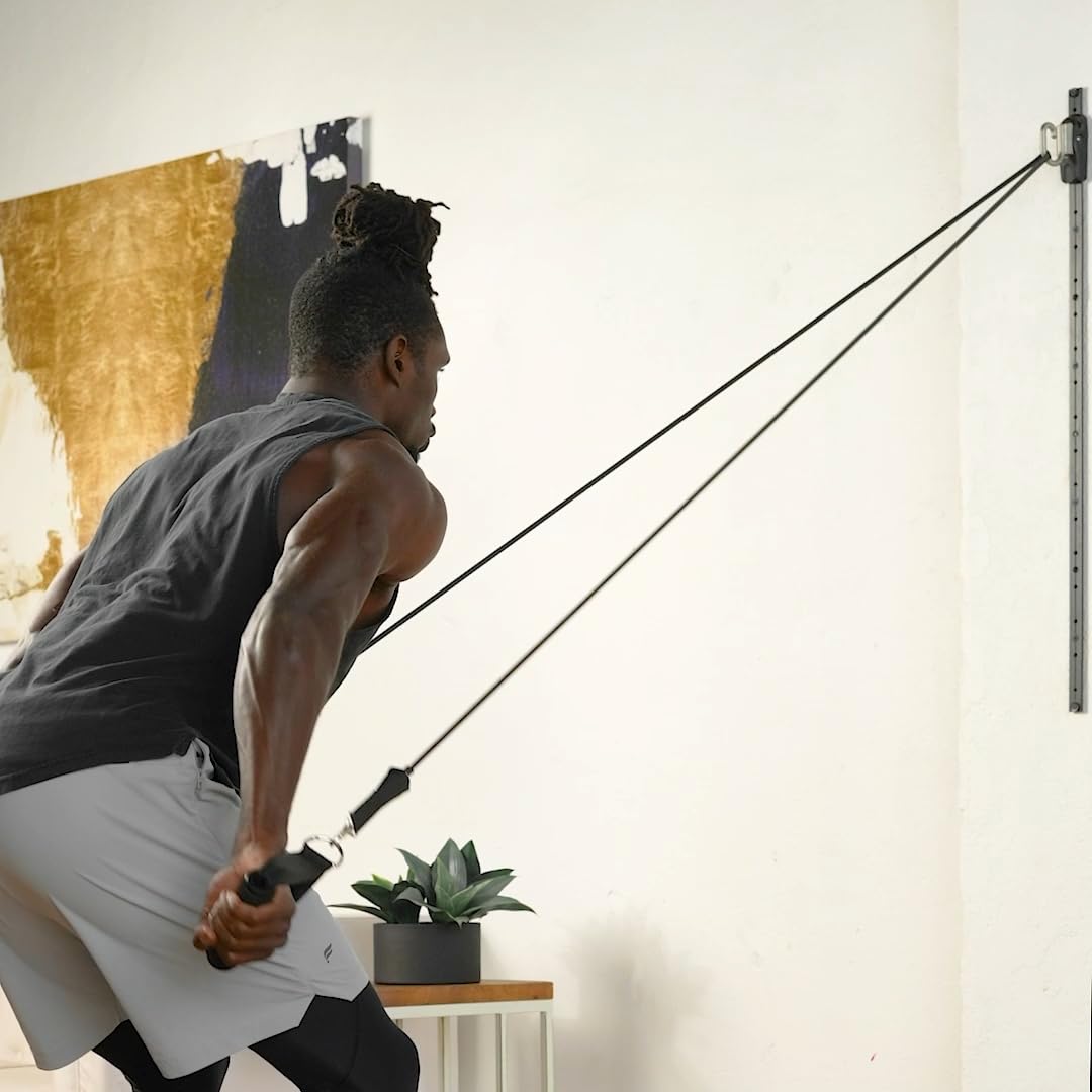 Kinetic Bands Space Saver Gym - Home Workout Resistance Bands Set with Wall Anchor, 2 Rails & 2 Rail Cars | Portable Exercise Equipment for Strength Training, Yoga, and Physical Therapy | Perfect for Small Spaces & Home Gym
