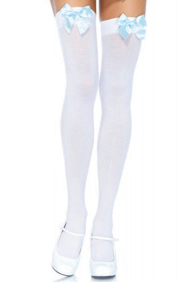 Bow Top Opaque Thigh High Socks - Women's Fashion Knee High Stockings for Outfits & Cosplay - Perfect for Office, Party, and Everyday Wear