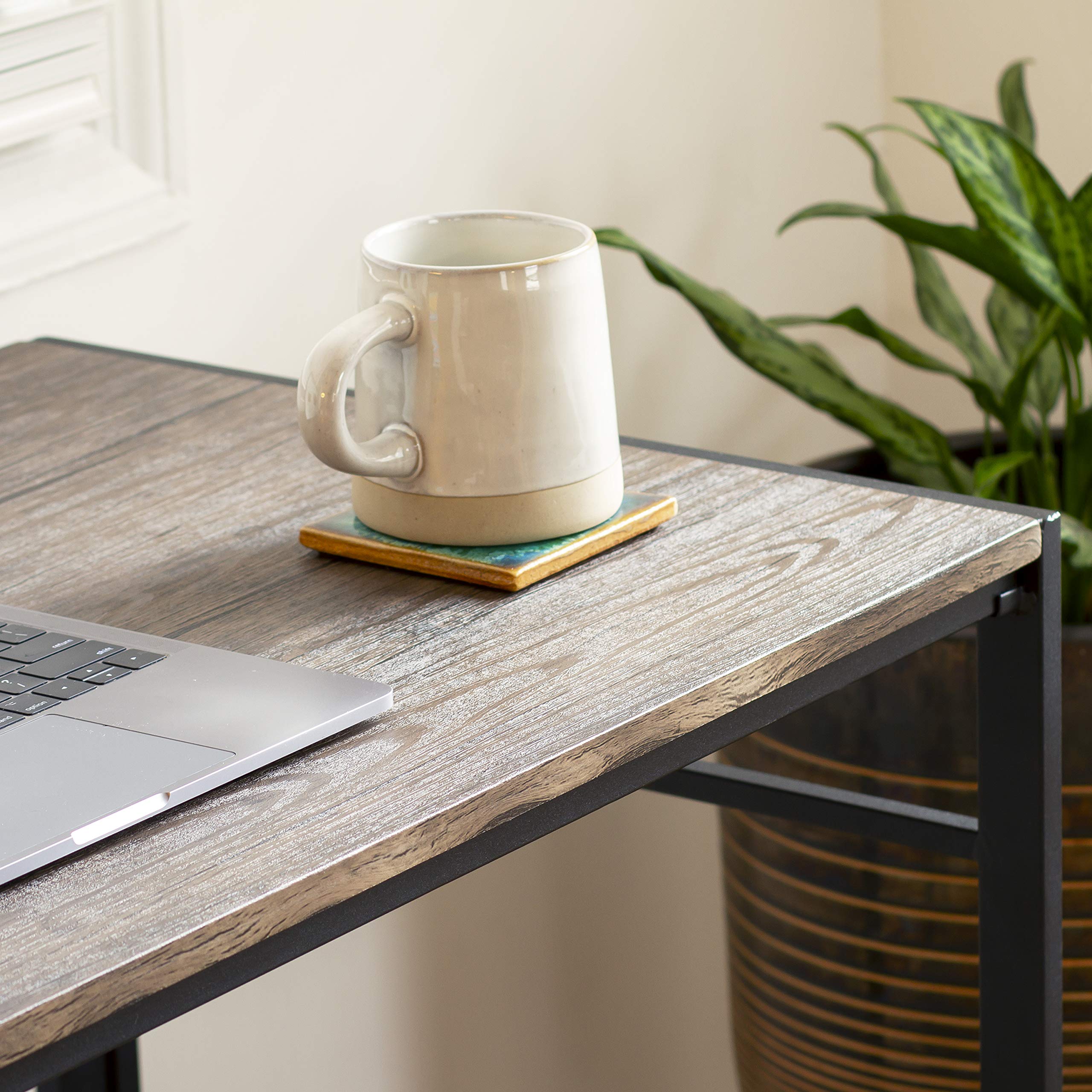 EMMA & OLIVER 40 Inch Rustic Home Office Folding Computer Desk - Sturdy Laptop Workstation for Small Spaces, Remote Work & Study - Perfect for Home Office, Dorm Room & Apartment
