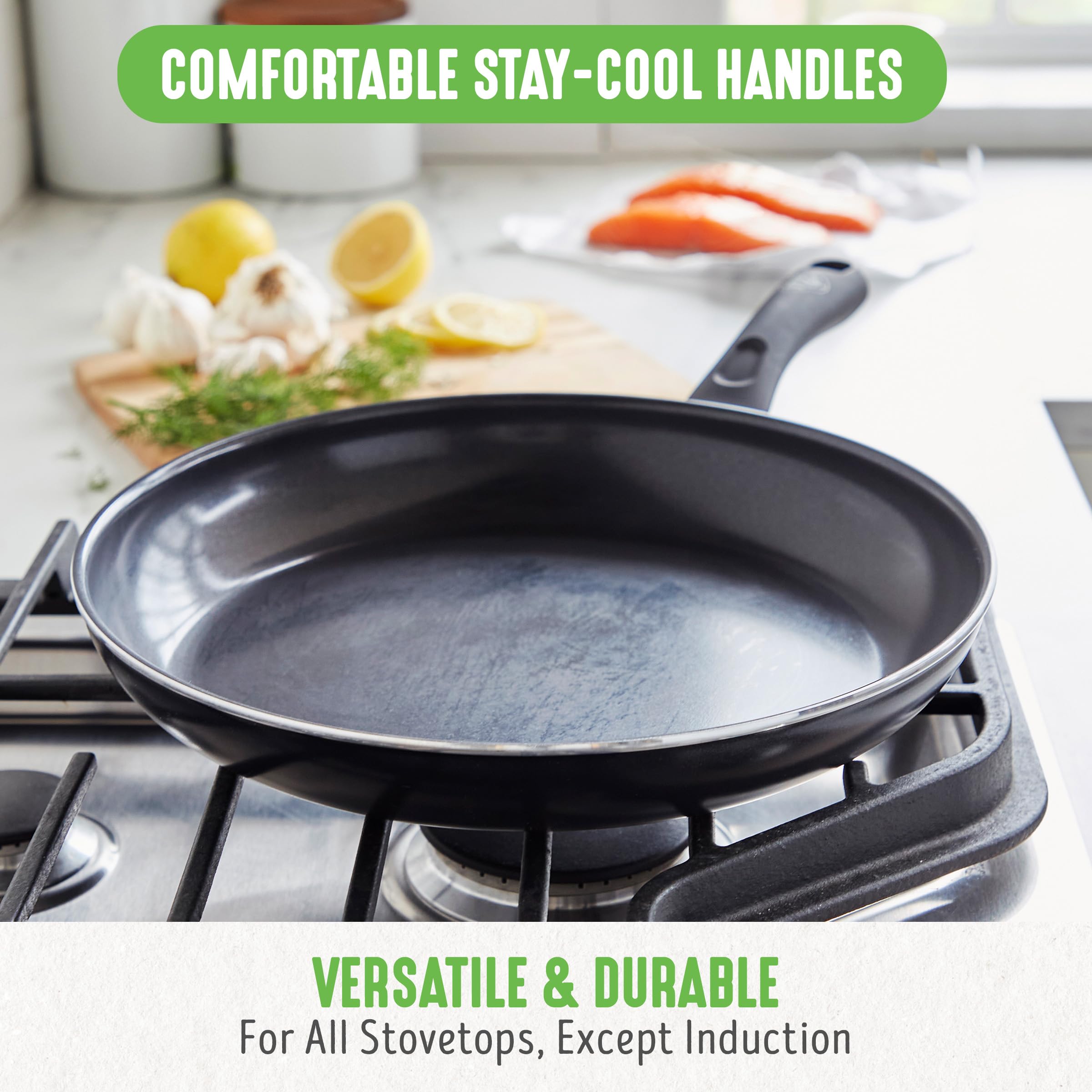 GreenLife Soft Grip 16-Piece Non-Toxic Ceramic Nonstick Cookware Set - PFAS-Free, Wobble-Free Design with Glass Lids & Stay-Cool Handles - Oven & Dishwasher Safe Frying Pan, Saucepan, Saute Pan & Utensils - Perfect for Healthy Cooking, Family Meals & Everyday Kitchen Use