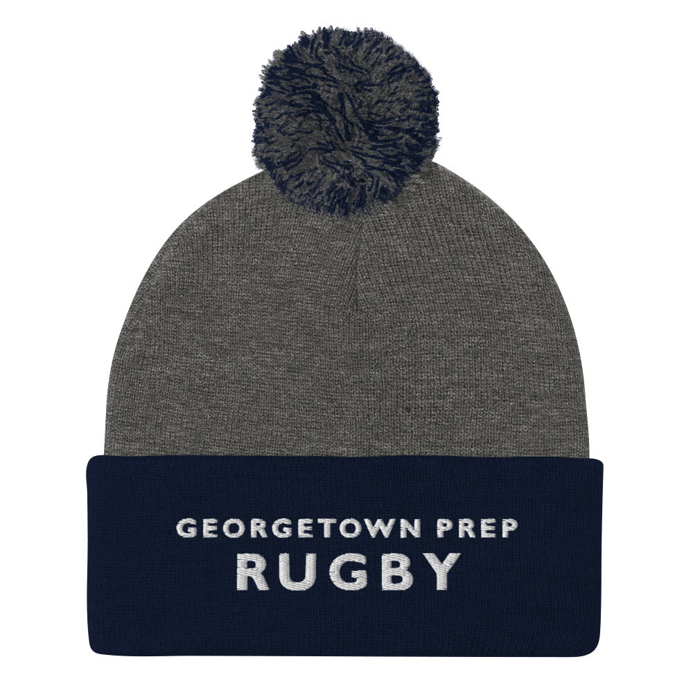 Georgetown Prep Rugby Pom Beanie - Warm Winter Hat for Men & Women - Soft Knit Skull Cap with Pom Pom - Perfect for Rugby Games, Outdoor Sports, and Cold Weather Activities