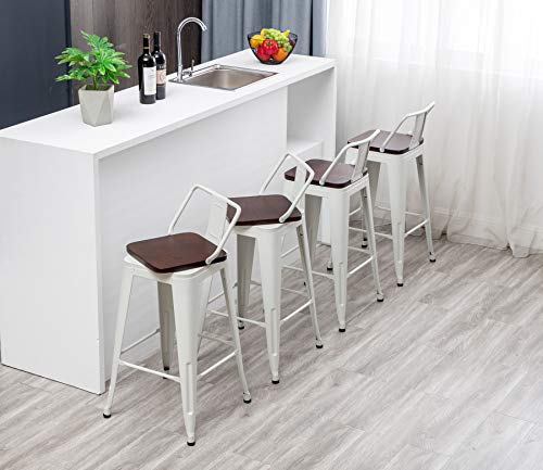 Low Back Swivel White With Wood