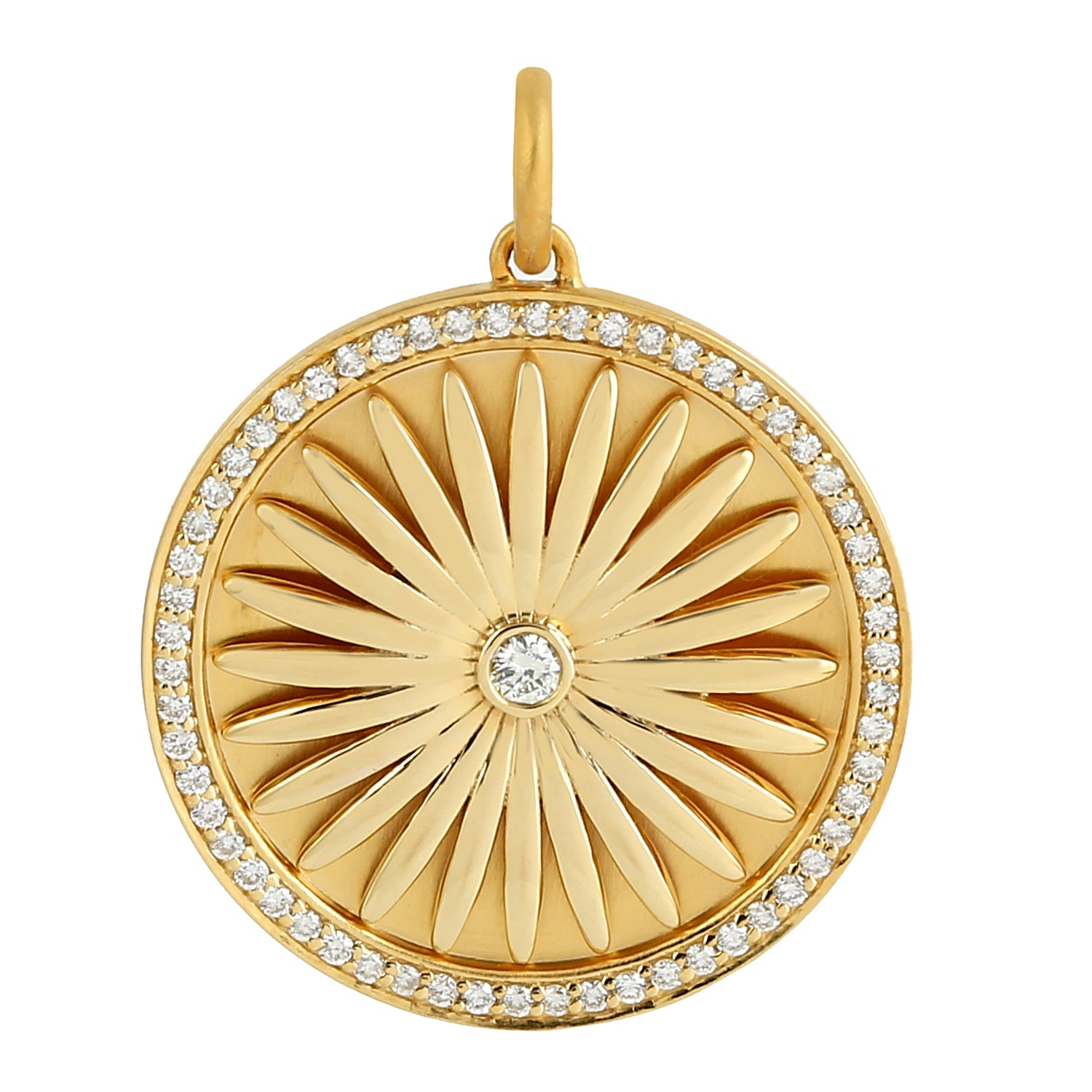 14K Yellow Gold Bezel Set Diamond Floral Design Pendant Necklace - Elegant Jewelry Gift for Women, Birthday, Anniversary & Special Occasions