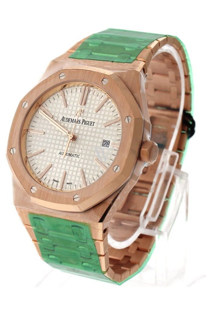 Audemars Piguet Royal Oak 41mm Men's Luxury Watch - White Dial, 18K Pink Gold Case & Bracelet (Ref.15400OR.OO.1220OR.02) - Perfect for Business Meetings & Formal Events
