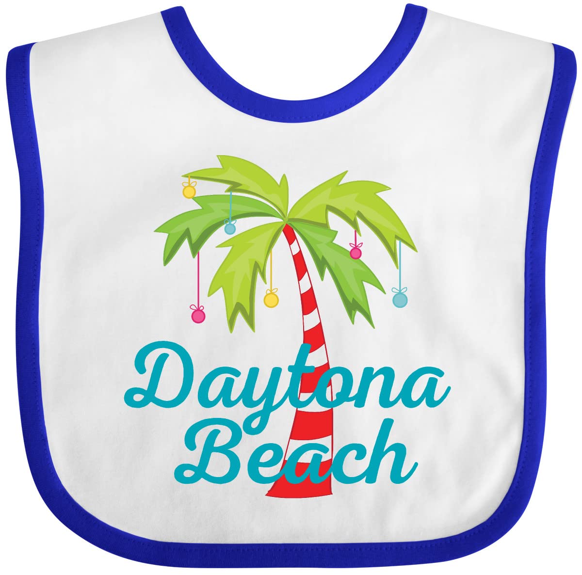 Inktastic Daytona Beach Florida Christmas Vacation Baby Bib - Soft Cotton Drool Bib for Infants & Toddlers - Perfect for Holidays, Travel & Family Photos