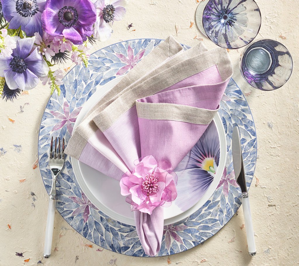 Lilac & Periwinkle Floral Placemats Set of 4 - Waterproof Table Mats for Dining Room, Kitchen, and Outdoor Picnics