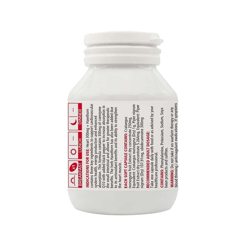 Australian Natural Care Heart 300mg + Hawthorn Supplement – Supports Cardiovascular Health & Circulation – Ideal for Daily Wellness & Heart Care Routine