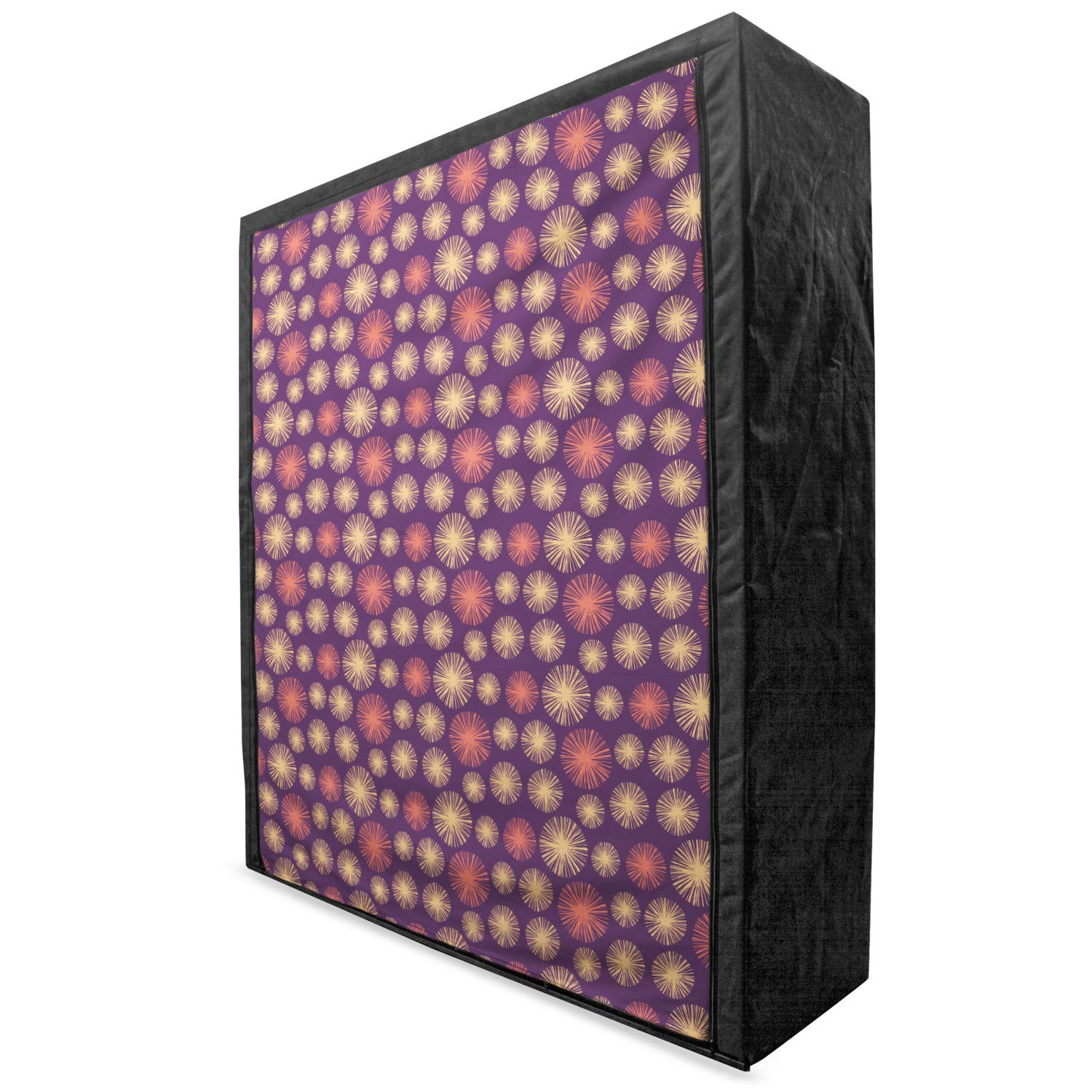 Ambesonne Abstract Portable Fabric Wardrobe with Shelves | Hand-Painted Pastel Circular Motifs on Purple Background | 59