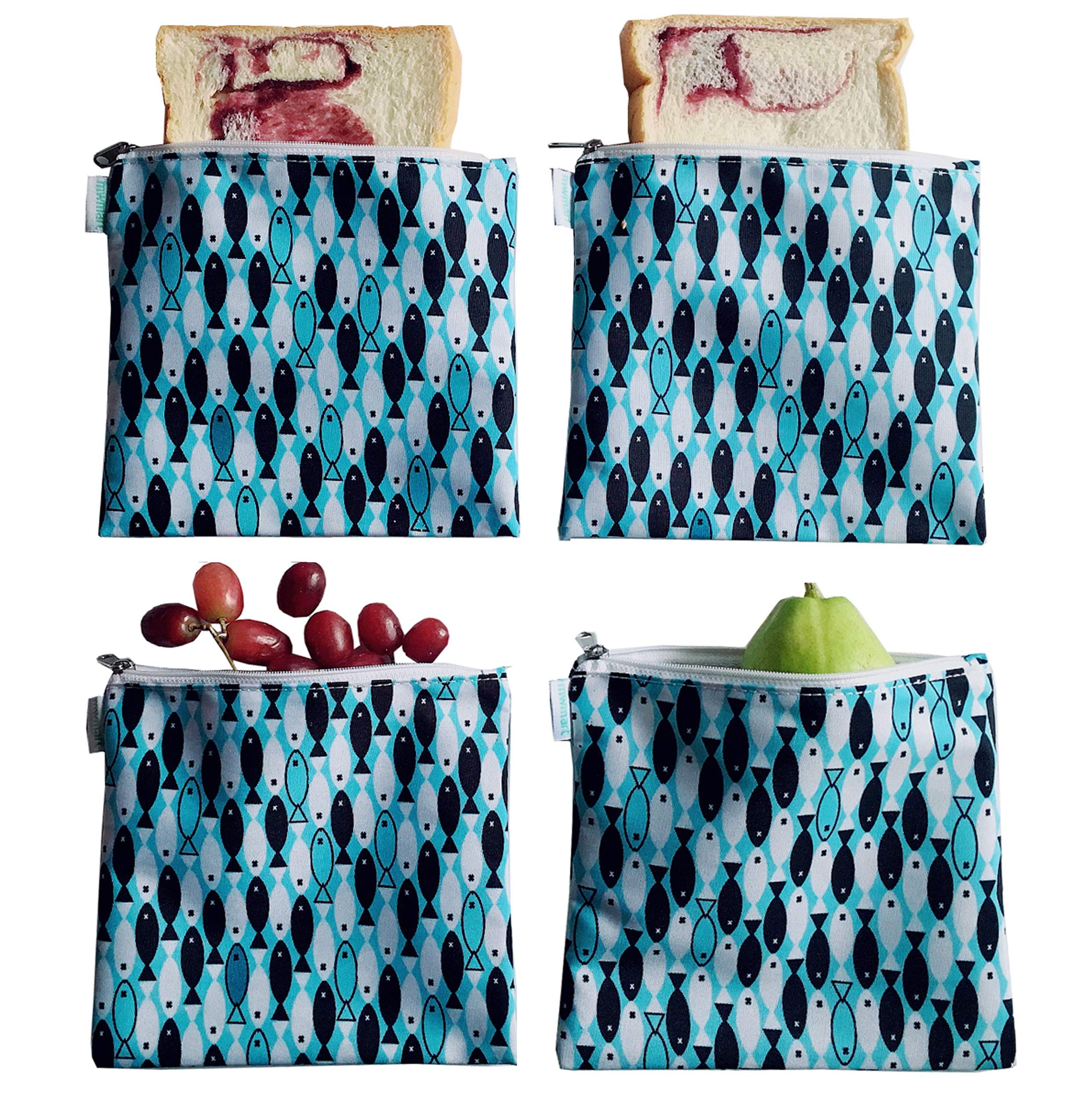 Eco-Friendly Reusable Snack Bags - 4 Pack Washable Sandwich Bags for Kids & Adults | BPA-Free, Lead-Free, PVC-Free Food Storage | Perfect for School Lunches, Picnics & On-the-Go Snacks