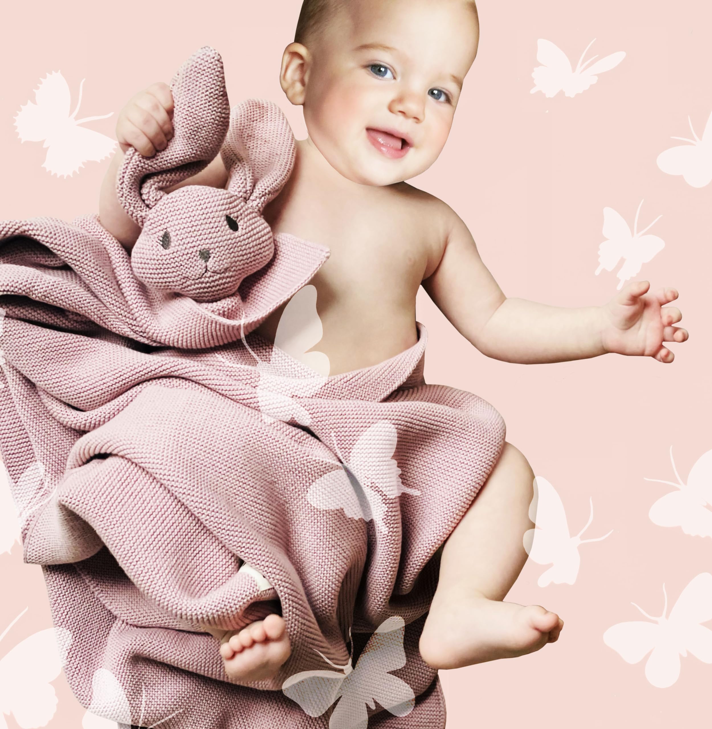 NURY Organic Baby Blanket - 100% Certified Soft & Safe Baby Gift for Boys & Girls | Gender Neutral Dusky Rose Blanket for Newborns, Infants & Toddlers | Perfect for Nursery, Stroller & Swaddling