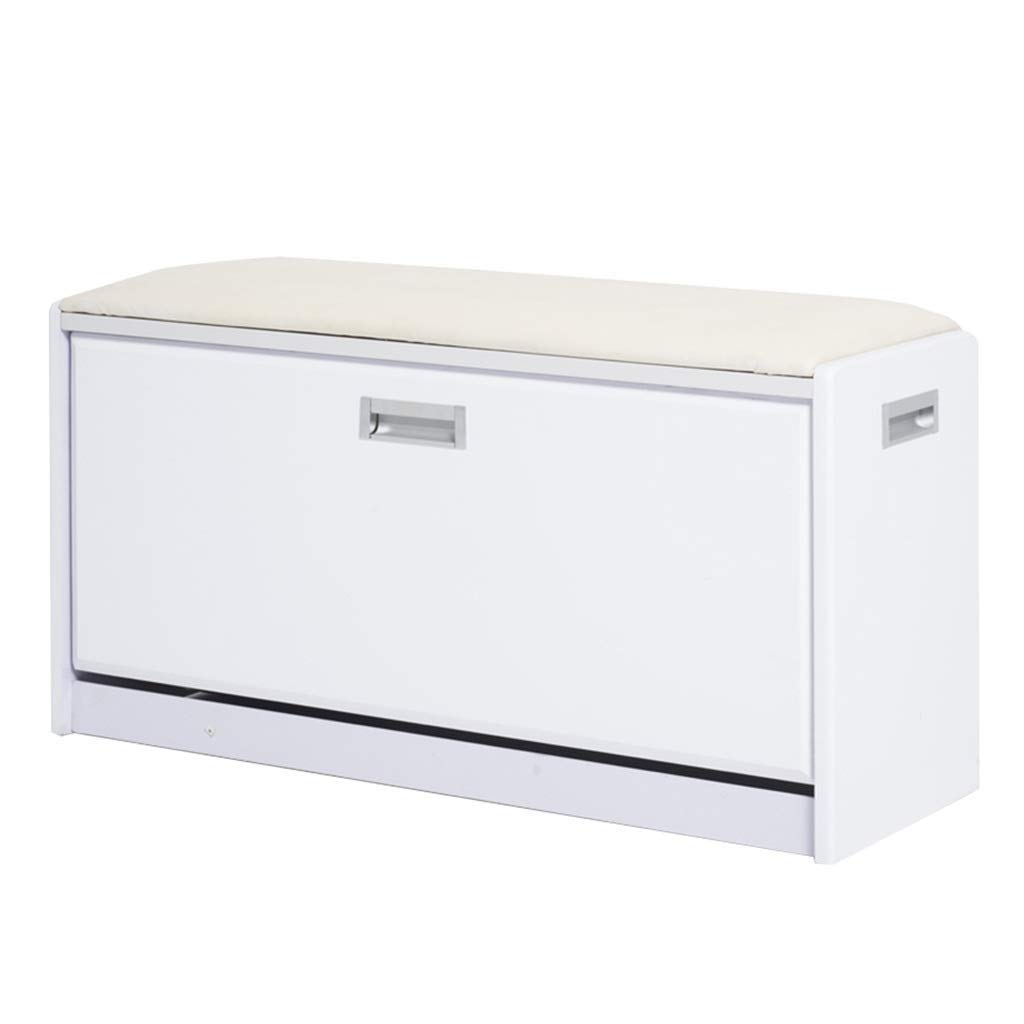 White Shoe Storage Bench with Flip-Drawer Shoe Rack Cabinet & Seat - Entryway Organizer for Hallway, Living Room & Bedroom - Perfect for Storing Shoes, Hats & Accessories in Small Spaces