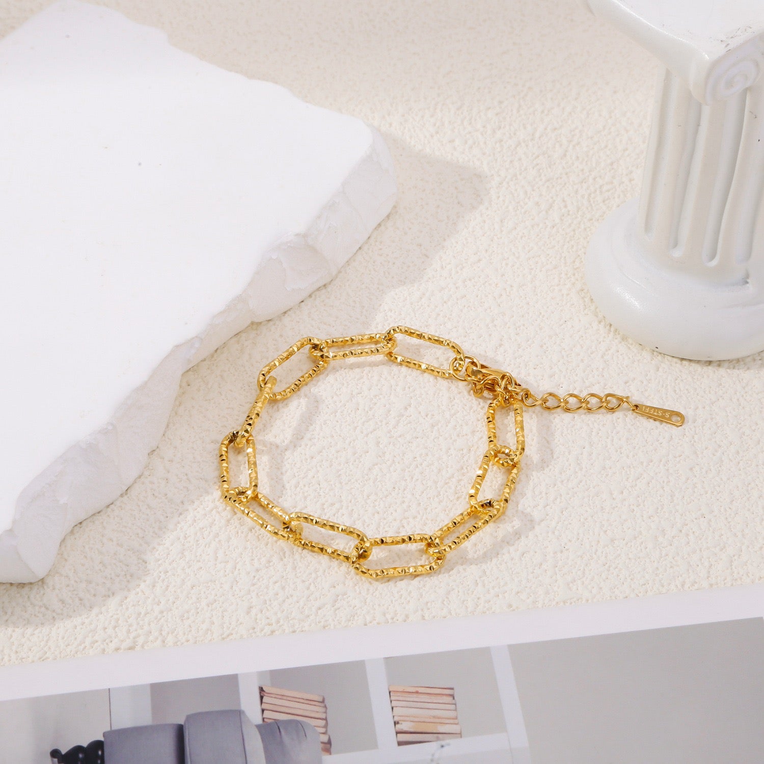 18K Gold Plated Stainless Steel Link Chain Bracelet and Necklace Set - Elegant Jewelry Gift for Women | Perfect for Weddings, Parties & Everyday Wear | JDWB030