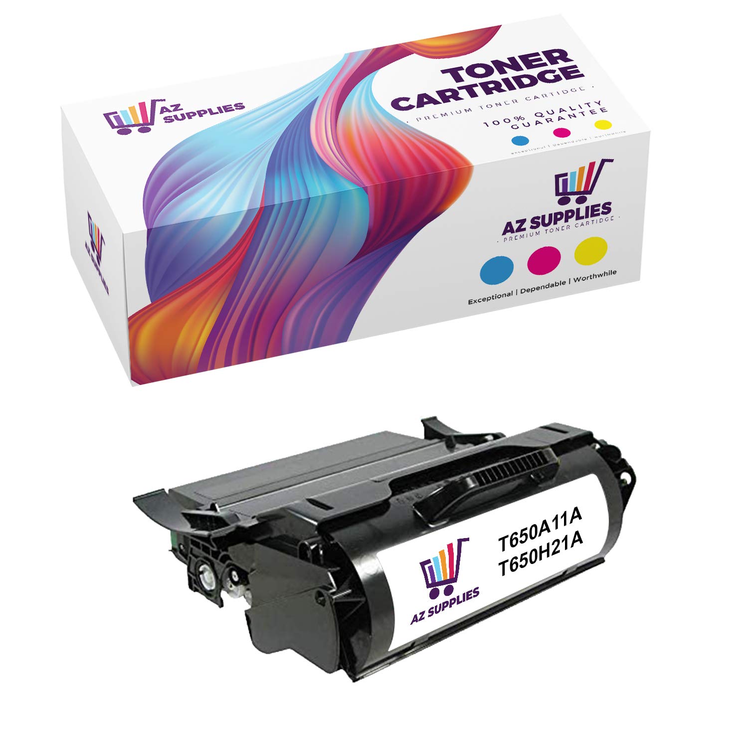 AZ SUPPLIES Compatible Toner Cartridge Replacement for Lexmark T650/T652/T654/T656 Series (T650A11A, T650H21A, T650DN, T652DTN, T654N & More) - High Yield Black Toner (1 Pack) - Perfect for Office Printing, Home Office & Small Business Use