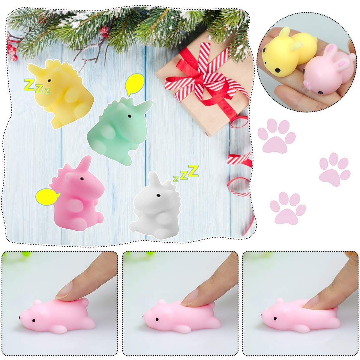 POKONBOY 42 Pcs Mini Mochi Squishy Toys - Kawaii Animal Stress Relief Squishies for Kids, Boys & Girls | Birthday Gifts, Easter Basket Stuffers, Classroom Prizes, Party Favors | Fun Sensory Fidget Toys for Anxiety Relief & Relaxation at Home, School or Travel