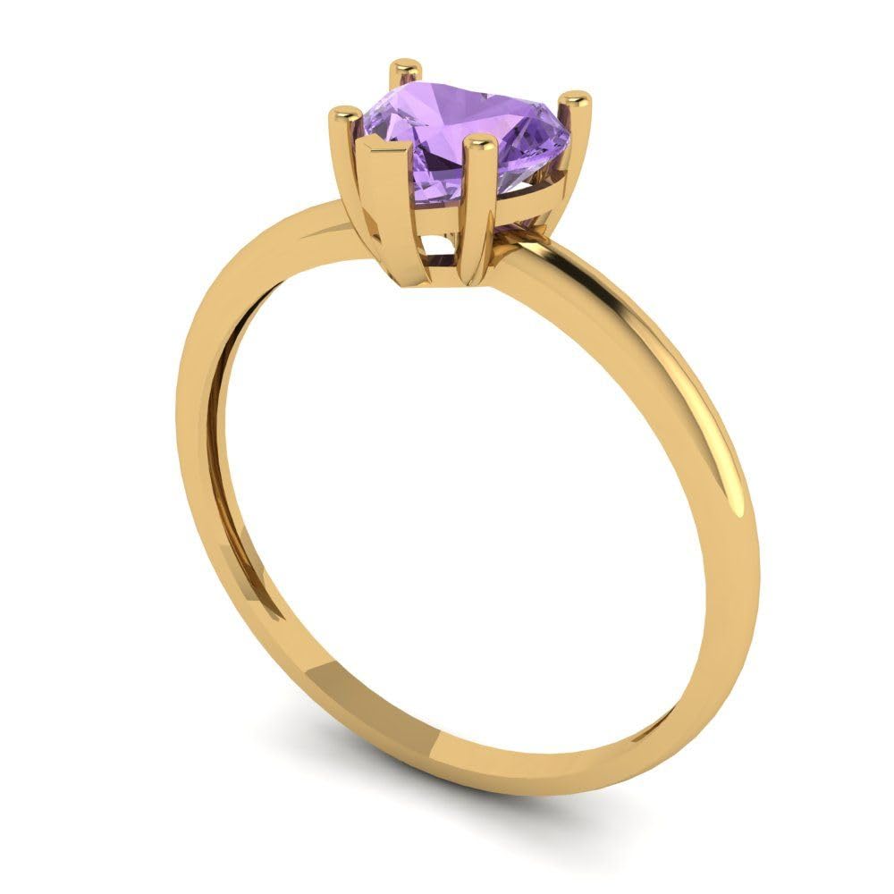 1.0 ct Heart Cut Solitaire Simulated Alexandrite Ring - 14k Yellow Gold Engagement Wedding Band for Women | Perfect for Bridal, Anniversary & Special Occasions