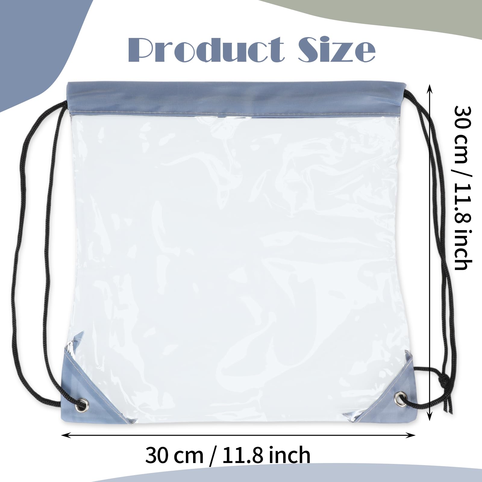Shappy 30-Pack Clear Drawstring Backpack - Waterproof Plastic Transparent Stadium Bags for Gym, Travel, Concerts & Events (Gray) - Perfect for Sports, Beach & School Essentials