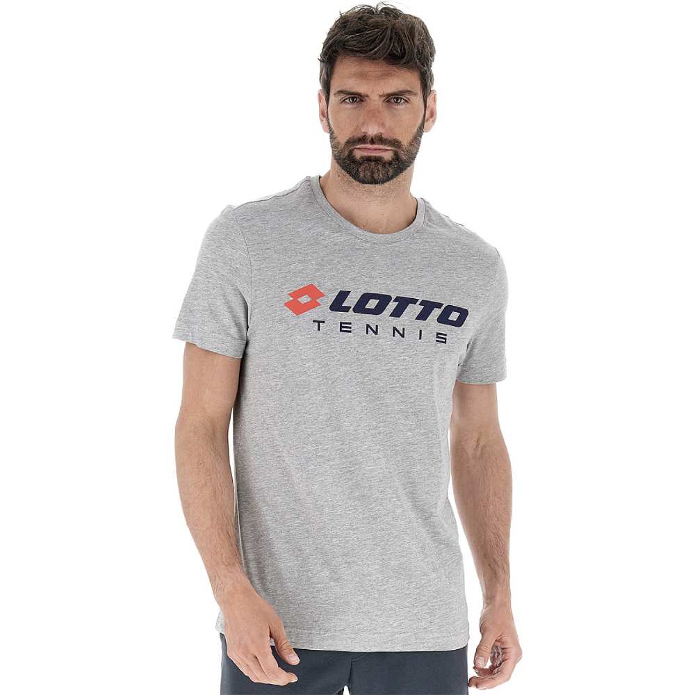 Lotto Men's 6C Short Sleeve T-Shirt - Cool Grey | Breathable Cotton Tee for Casual Wear, Gym & Everyday Comfort
