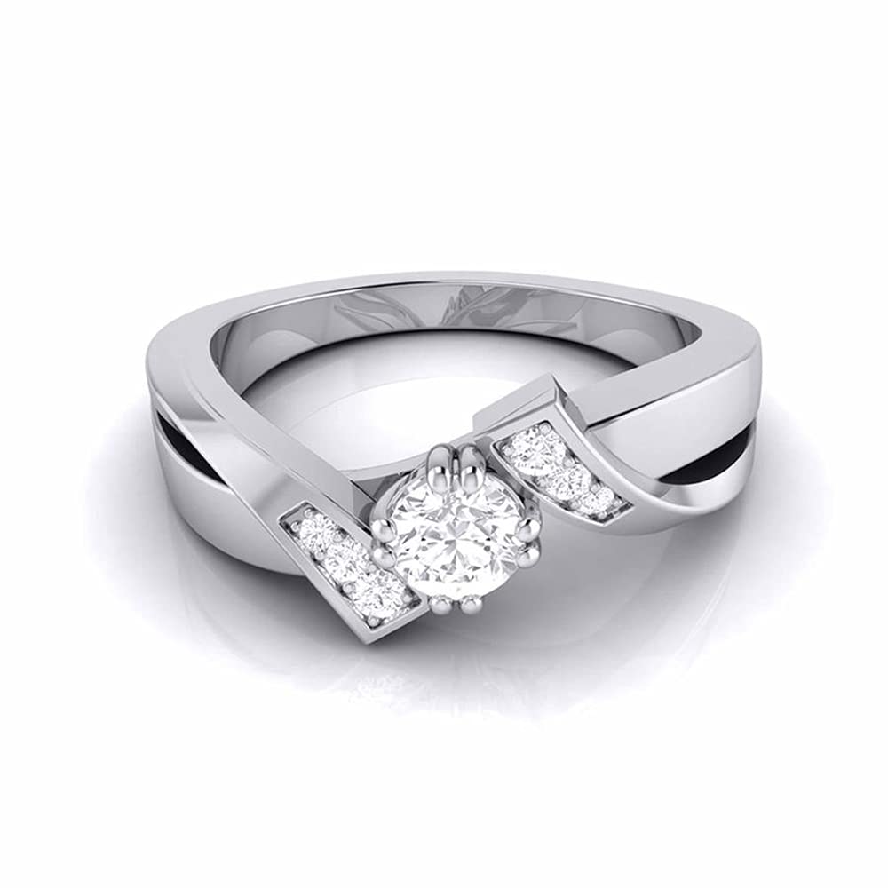Moissanite Engagement Rings for Women - 14K White Gold & Platinum Plated Silver Wedding Bands with Custom Text Engraving | Perfect for Proposals, Anniversaries & Bridal Jewelry Gifts
