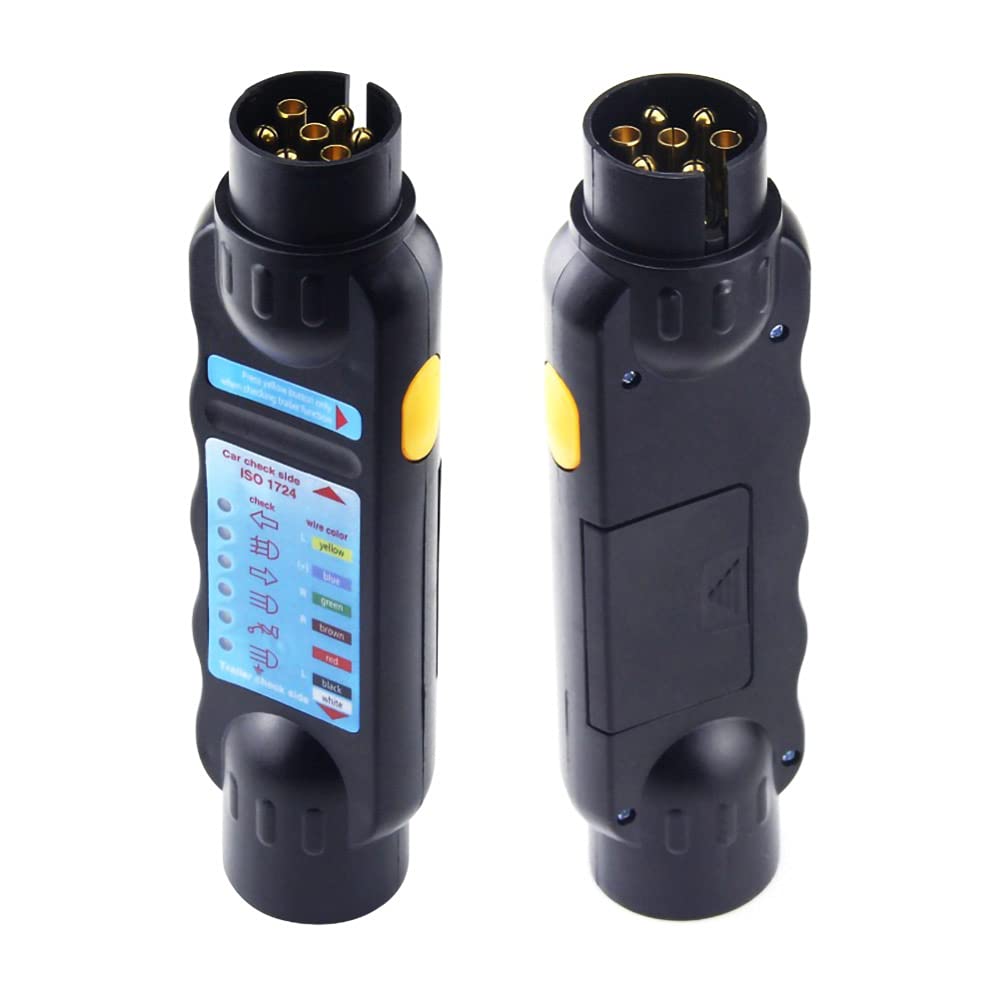 7 Pin Trailer Tester - 12V Trailer Plug Socket Diagnostic Tool for Car, RV & Truck - Circuit Tester for Wiring Connection Testing - Perfect for Roadside Repairs & Trailer Maintenance
