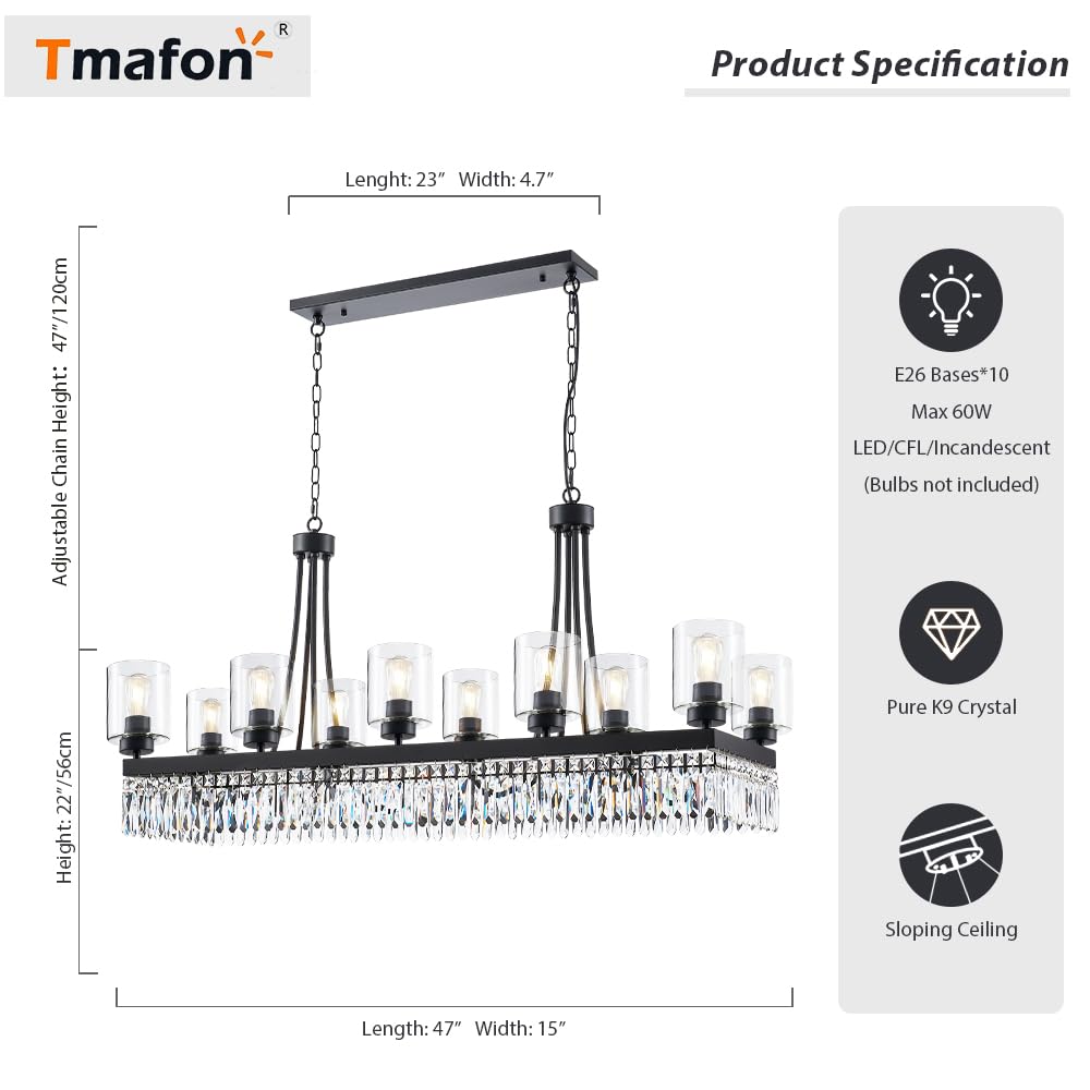 Modern Black Rectangle Crystal Chandelier - 47