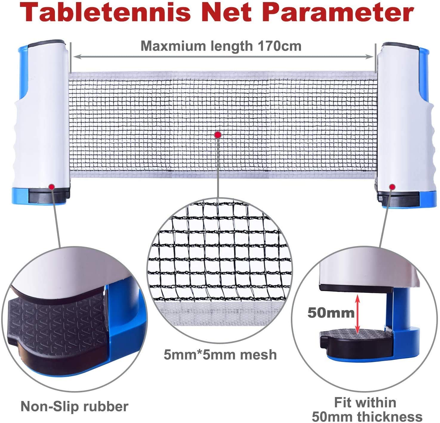 Portable Adjustable Ping Pong Net Holder for Any Table - Perfect for Indoor & Outdoor Table Tennis Games, Backyard Fun, and Family Gatherings